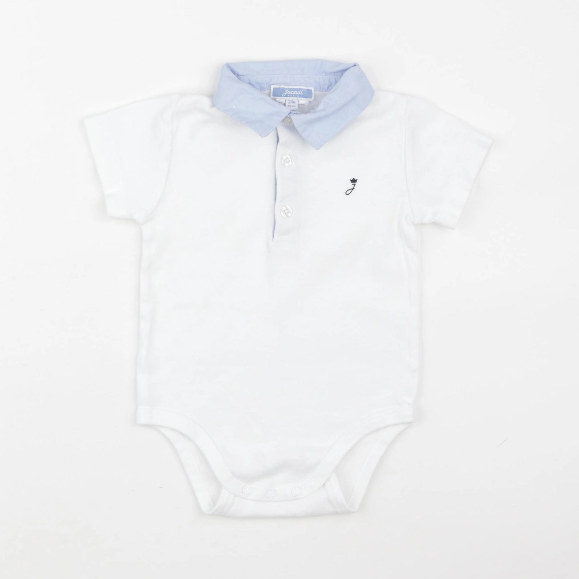 Jacadi - body à col blanc, bleu - 24 mois