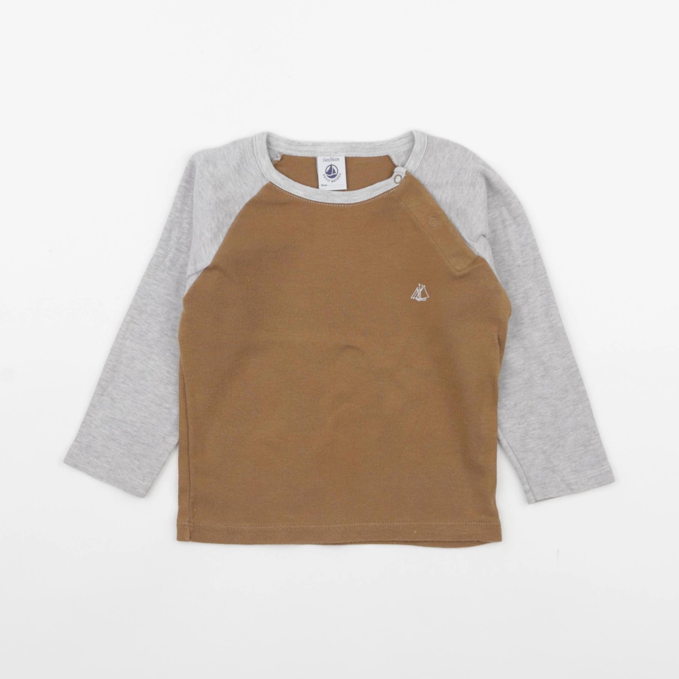 Petit Bateau - tee-shirt gris, marron - 24 mois