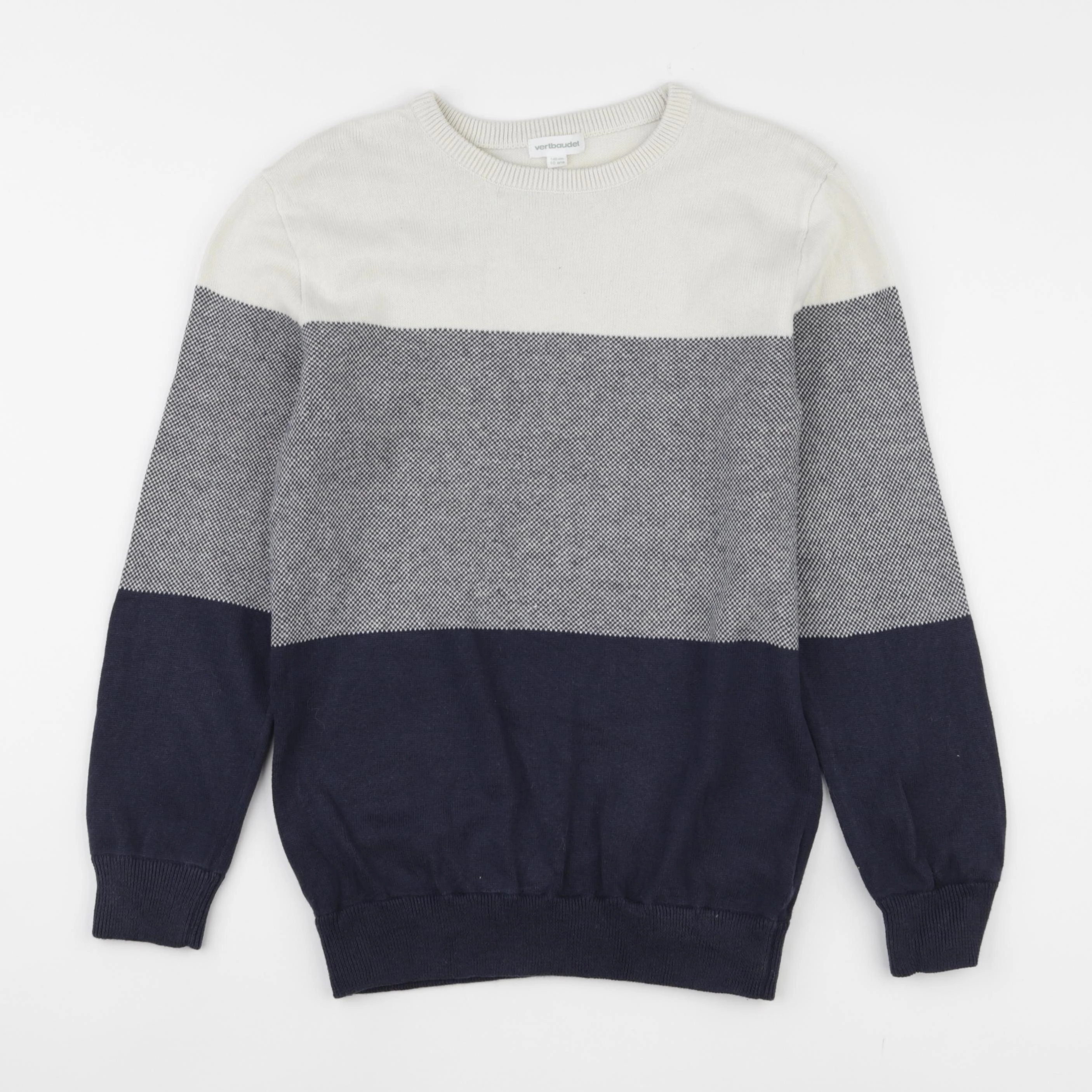 Vertbaudet - pull blanc, bleu - 10 ans