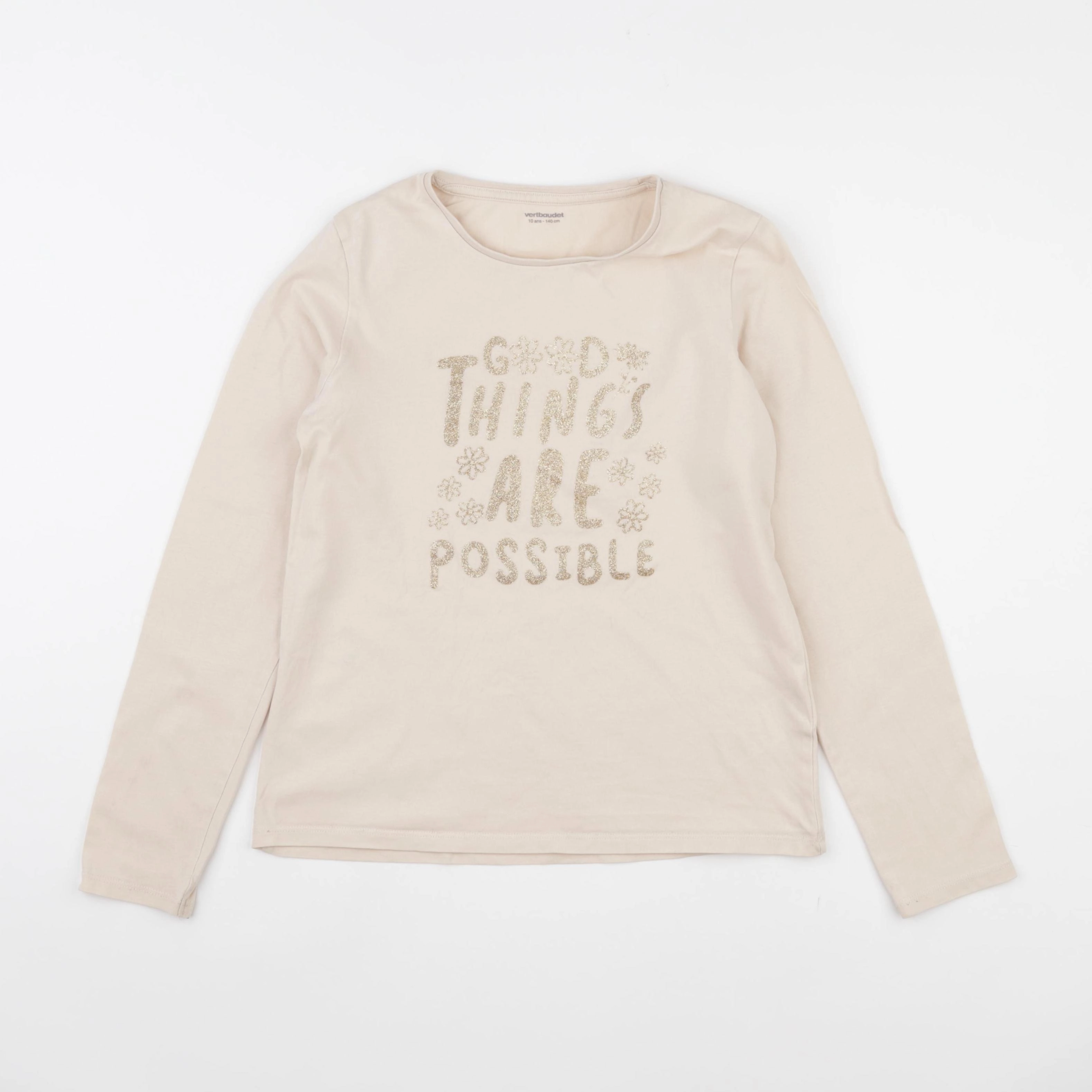 Vertbaudet - tee-shirt beige - 10 ans