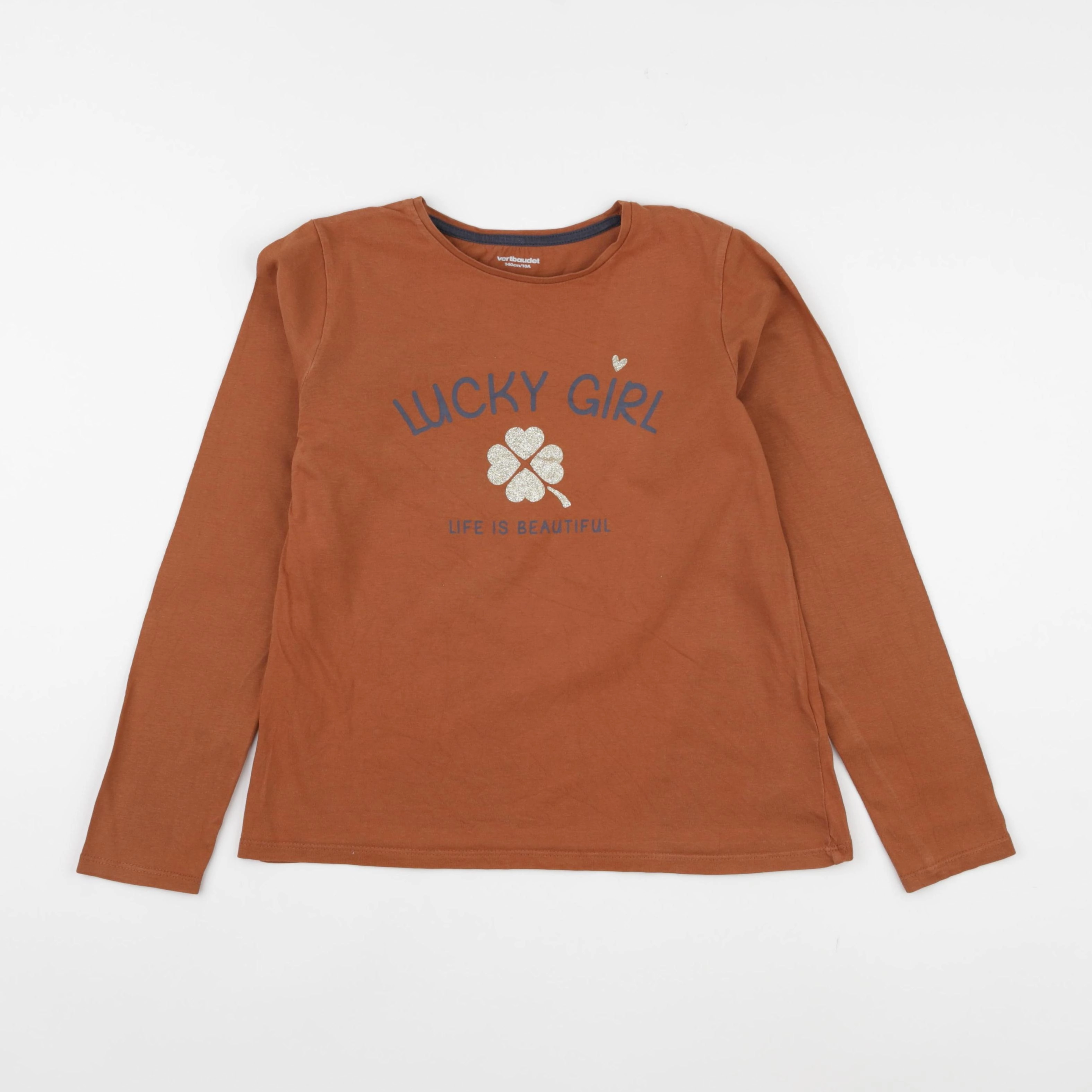 Vertbaudet - tee-shirt marron - 10 ans