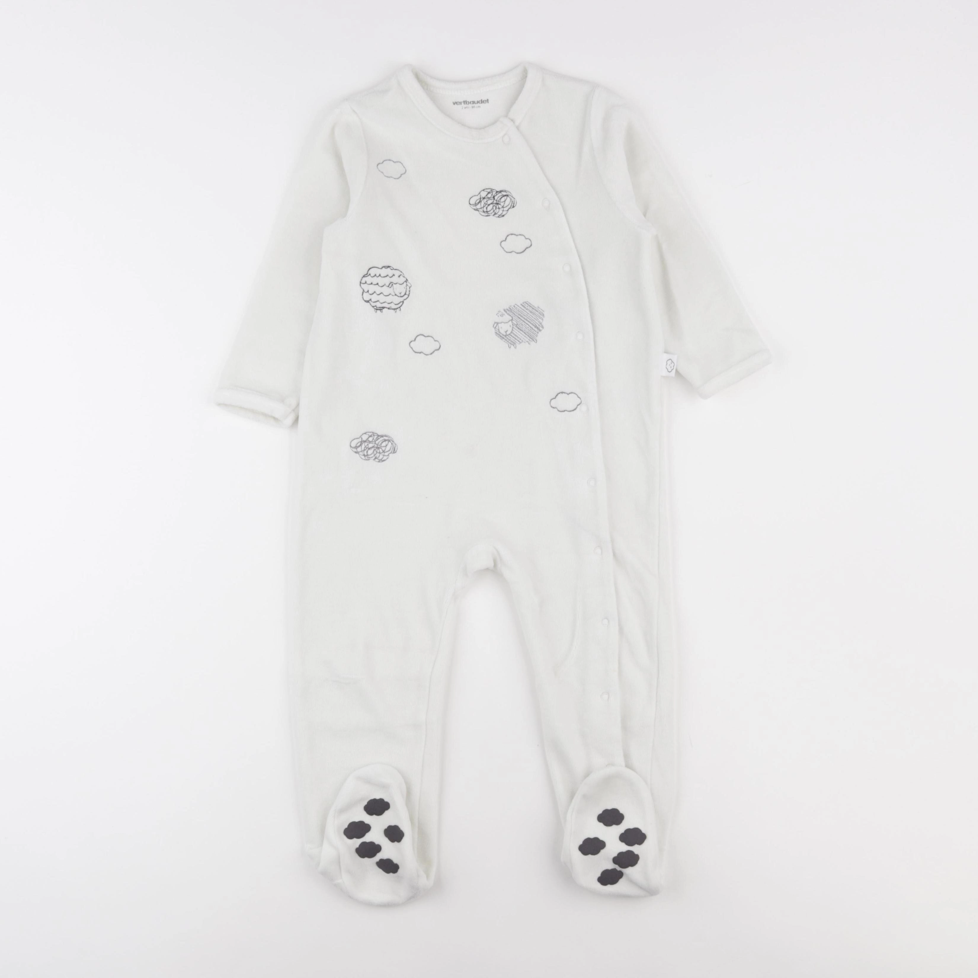 Vertbaudet - pyjama velours blanc - 2 ans