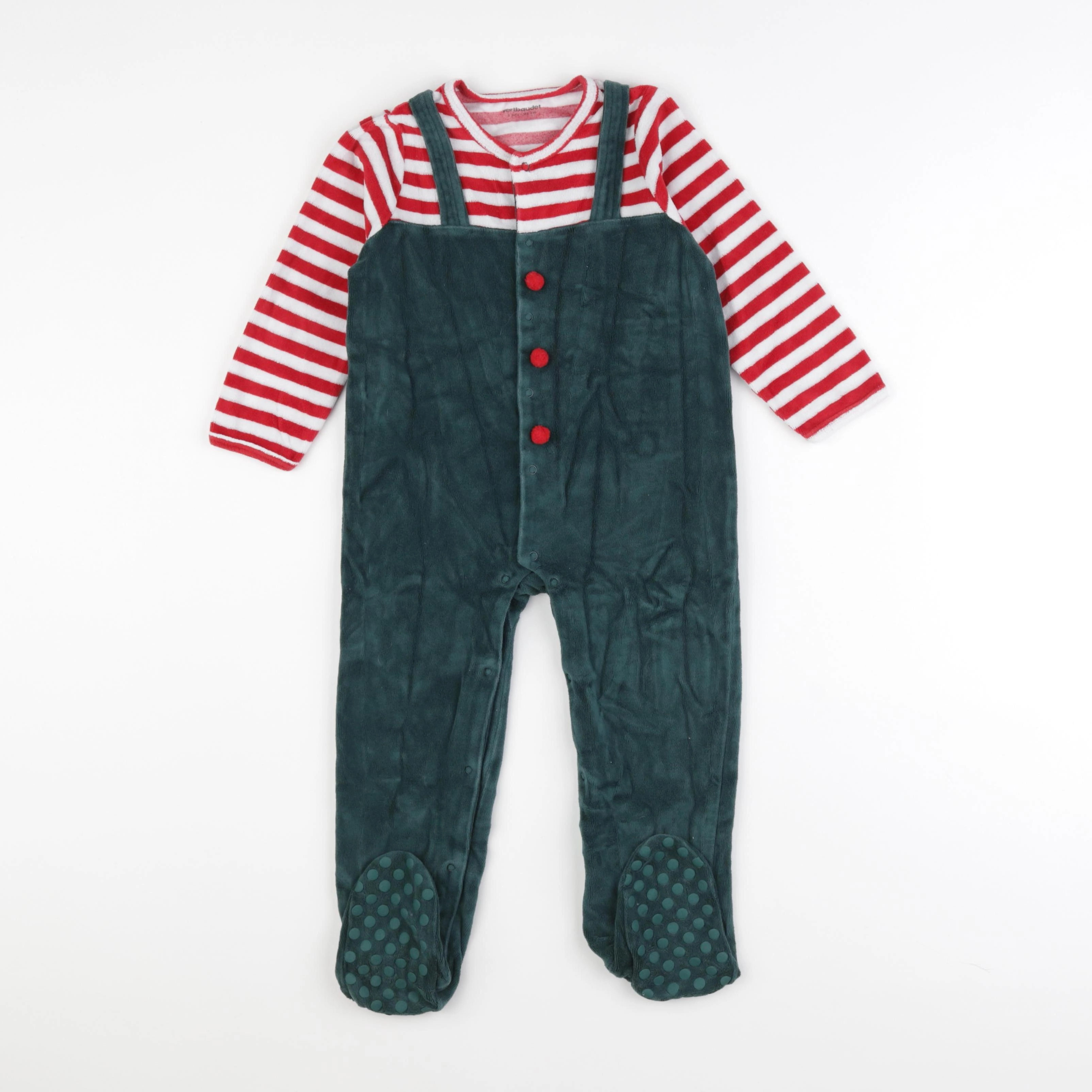 Vertbaudet - pyjama velours vert - 3 ans