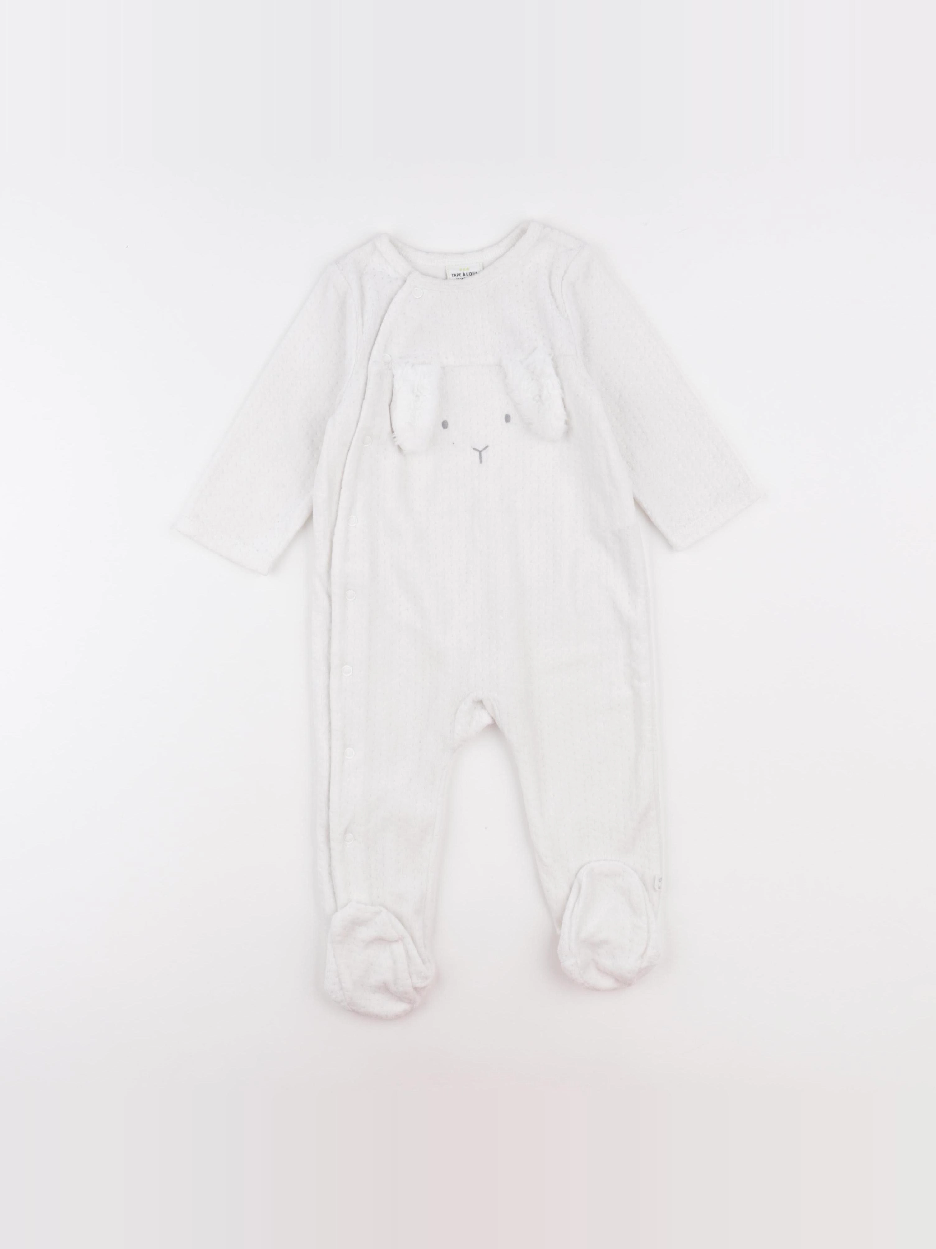 Tape à l'oeil - pyjama velours blanc - 12 mois