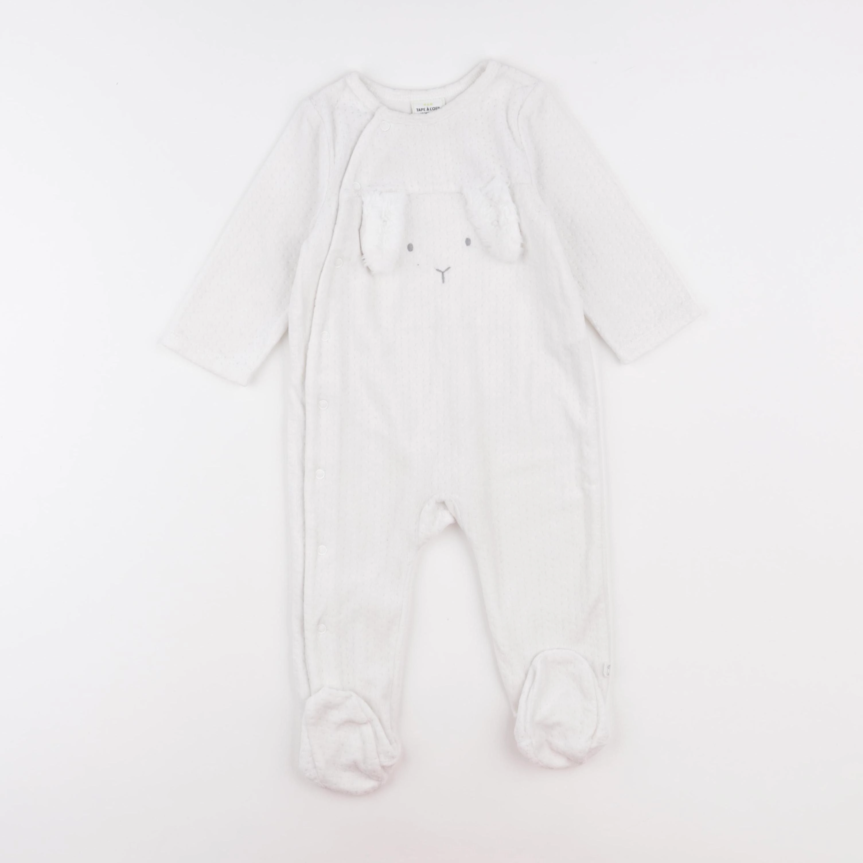 Tape à l'oeil - pyjama velours blanc - 12 mois