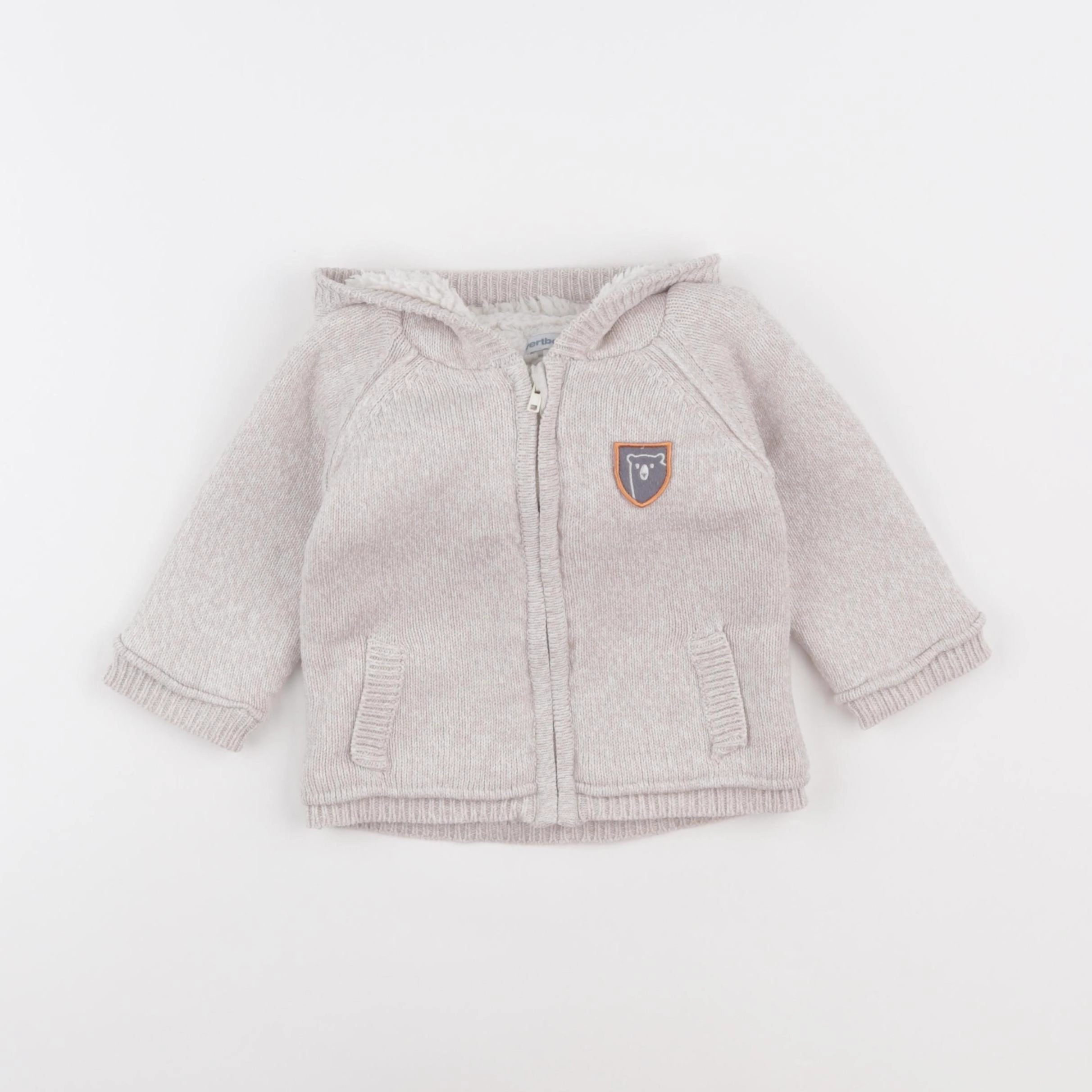 Vertbaudet - sweat beige - 12 mois