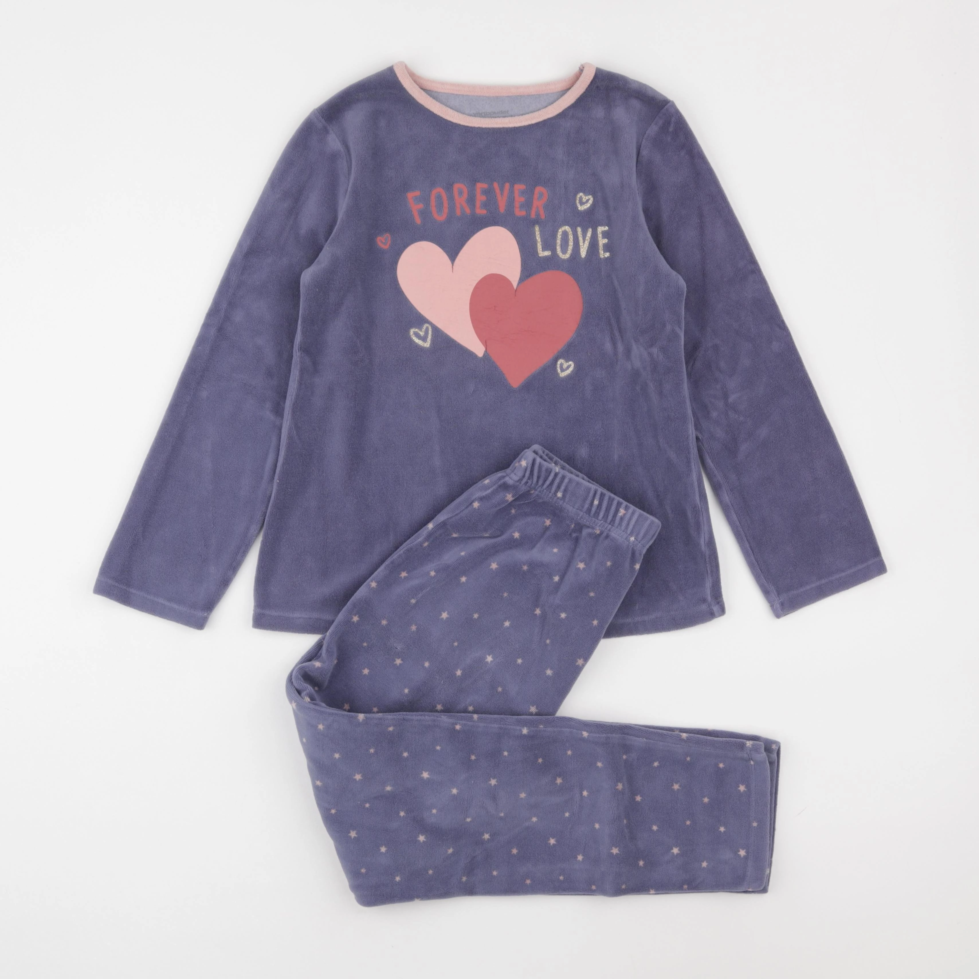 Vertbaudet - pyjama velours bleu - 10 ans