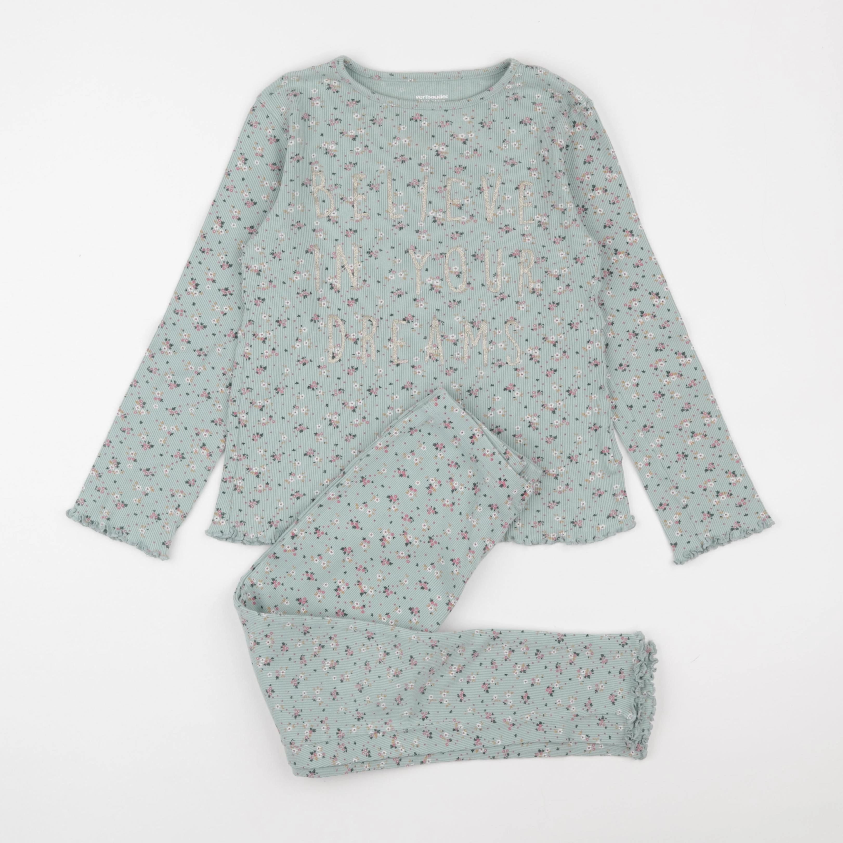 Vertbaudet - pyjama coton vert - 10 ans