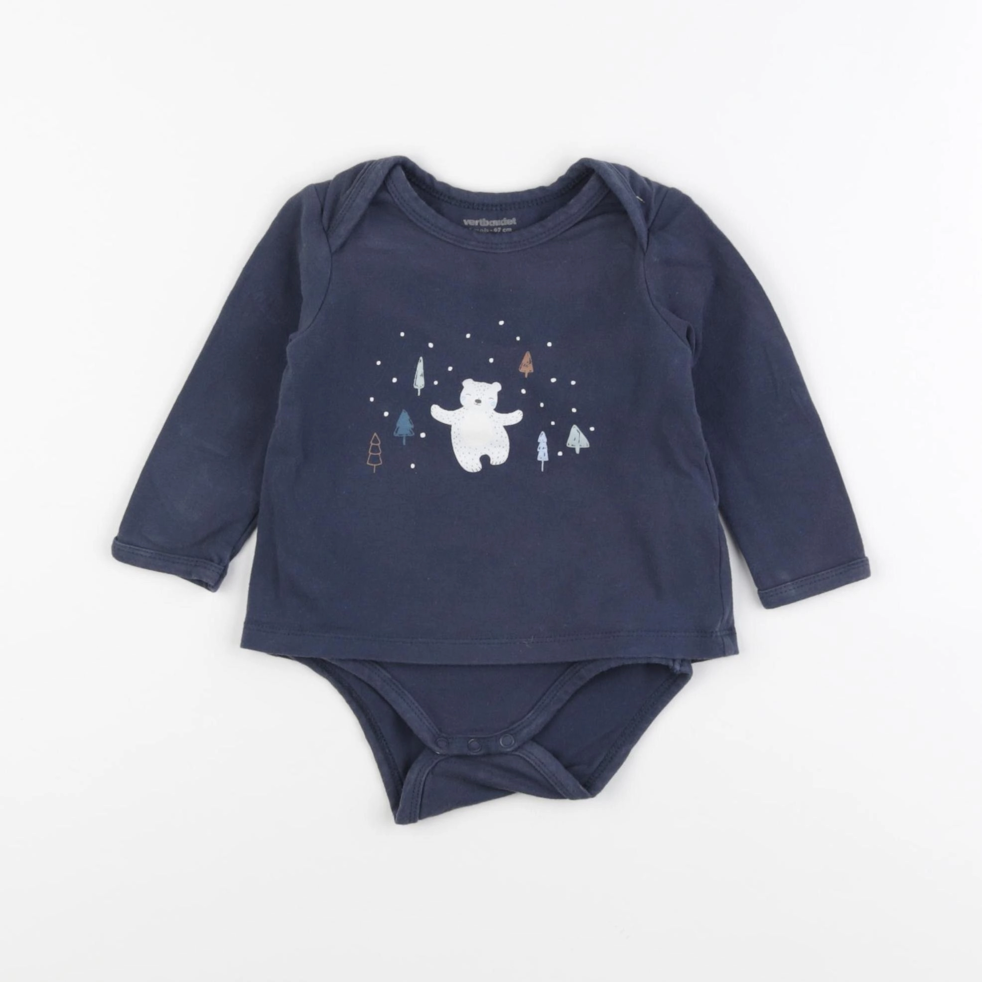 Vertbaudet - body tee-shirt bleu - 6 mois