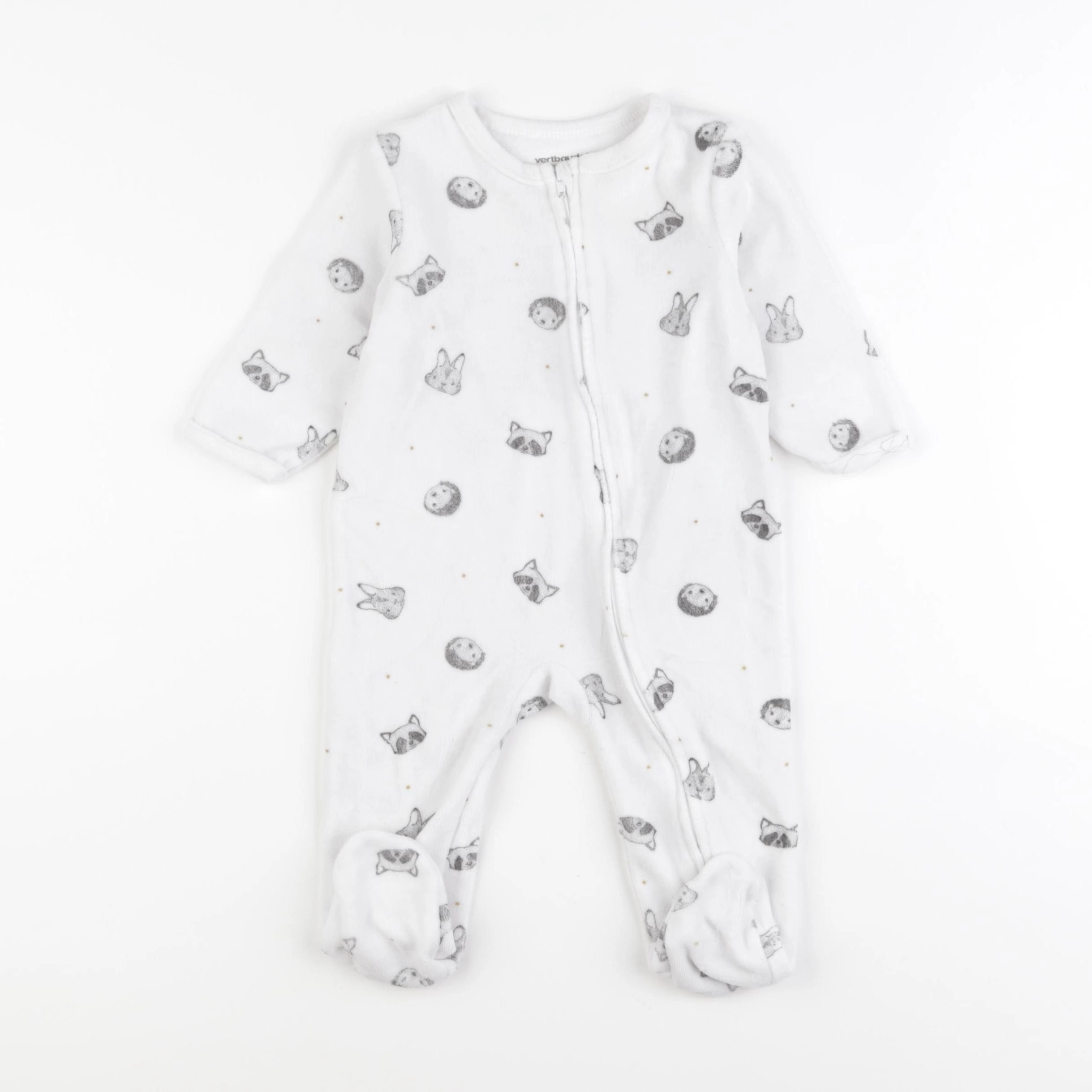 Vertbaudet - pyjama velours gris - 9 mois