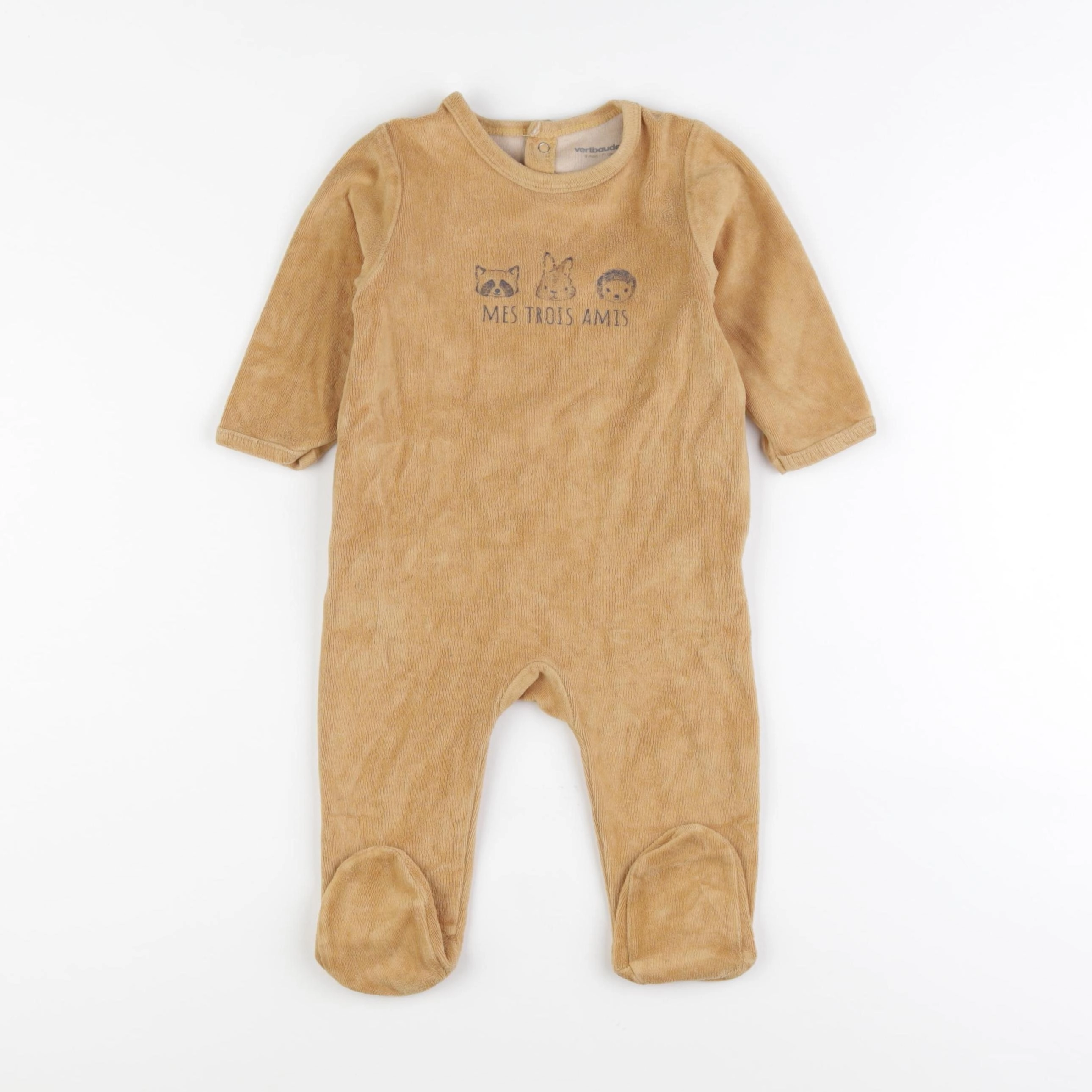 Vertbaudet - pyjama velours marron - 9 mois