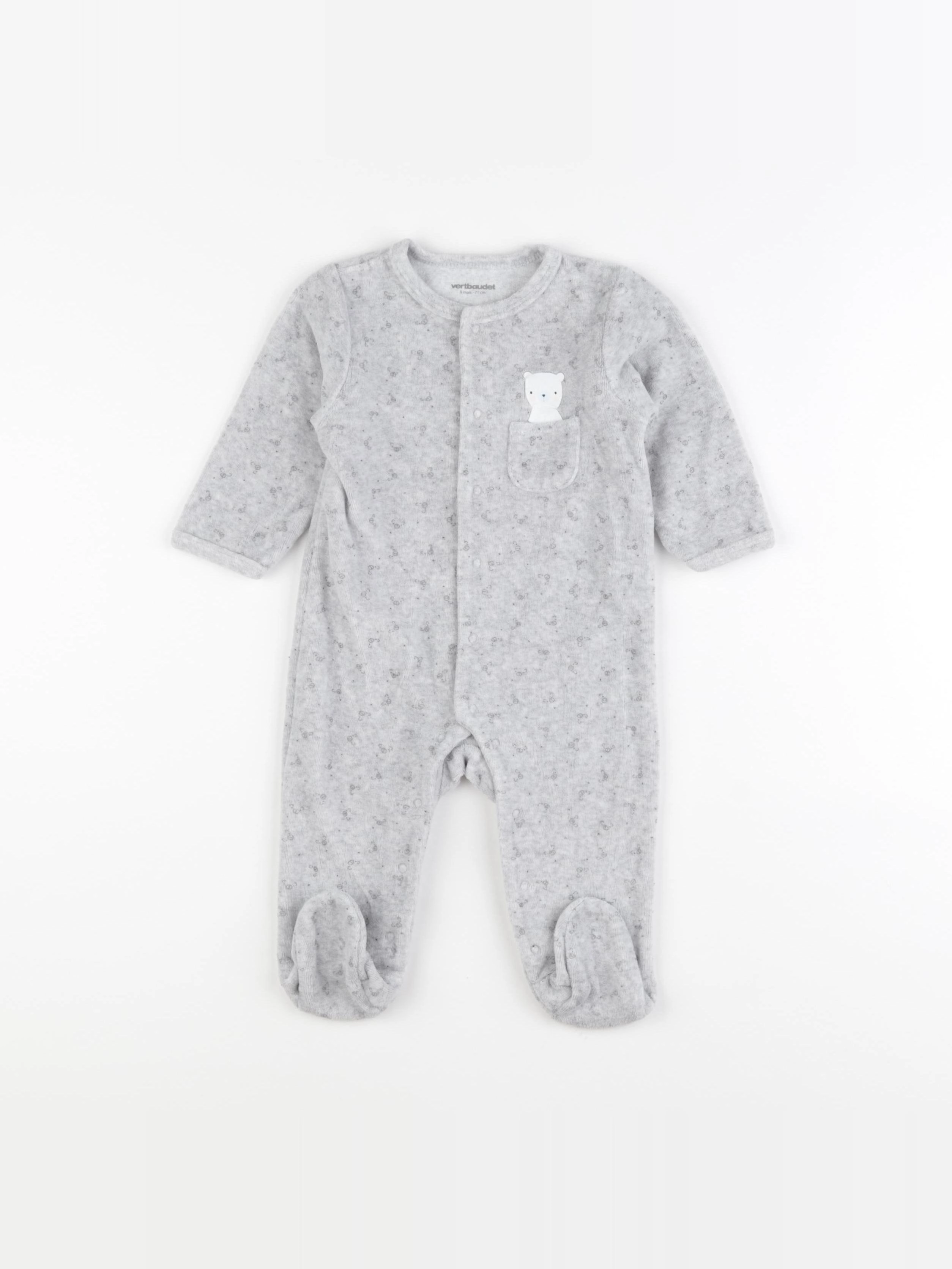 Vertbaudet - pyjama velours gris - 9 mois