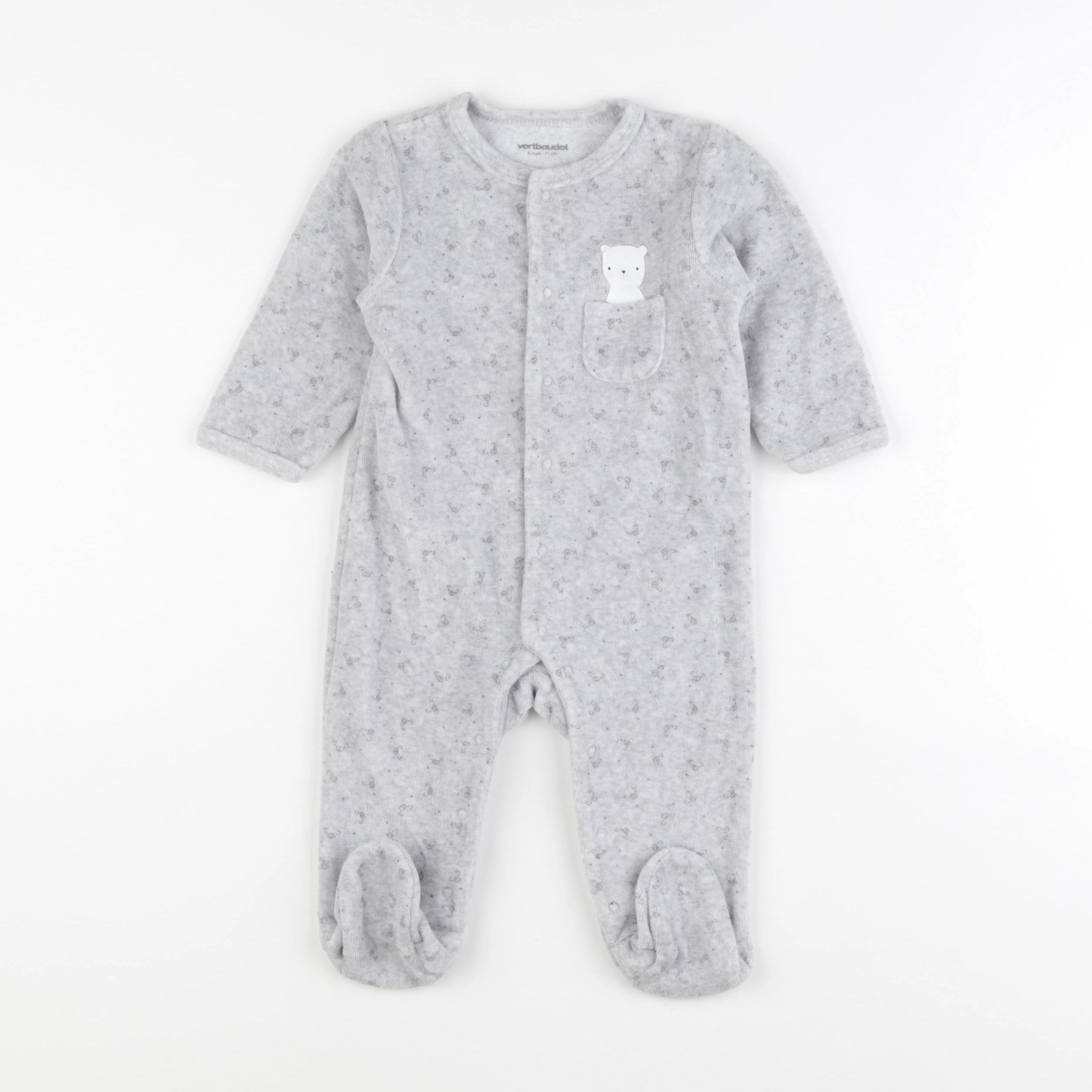 Vertbaudet - pyjama velours gris - 9 mois