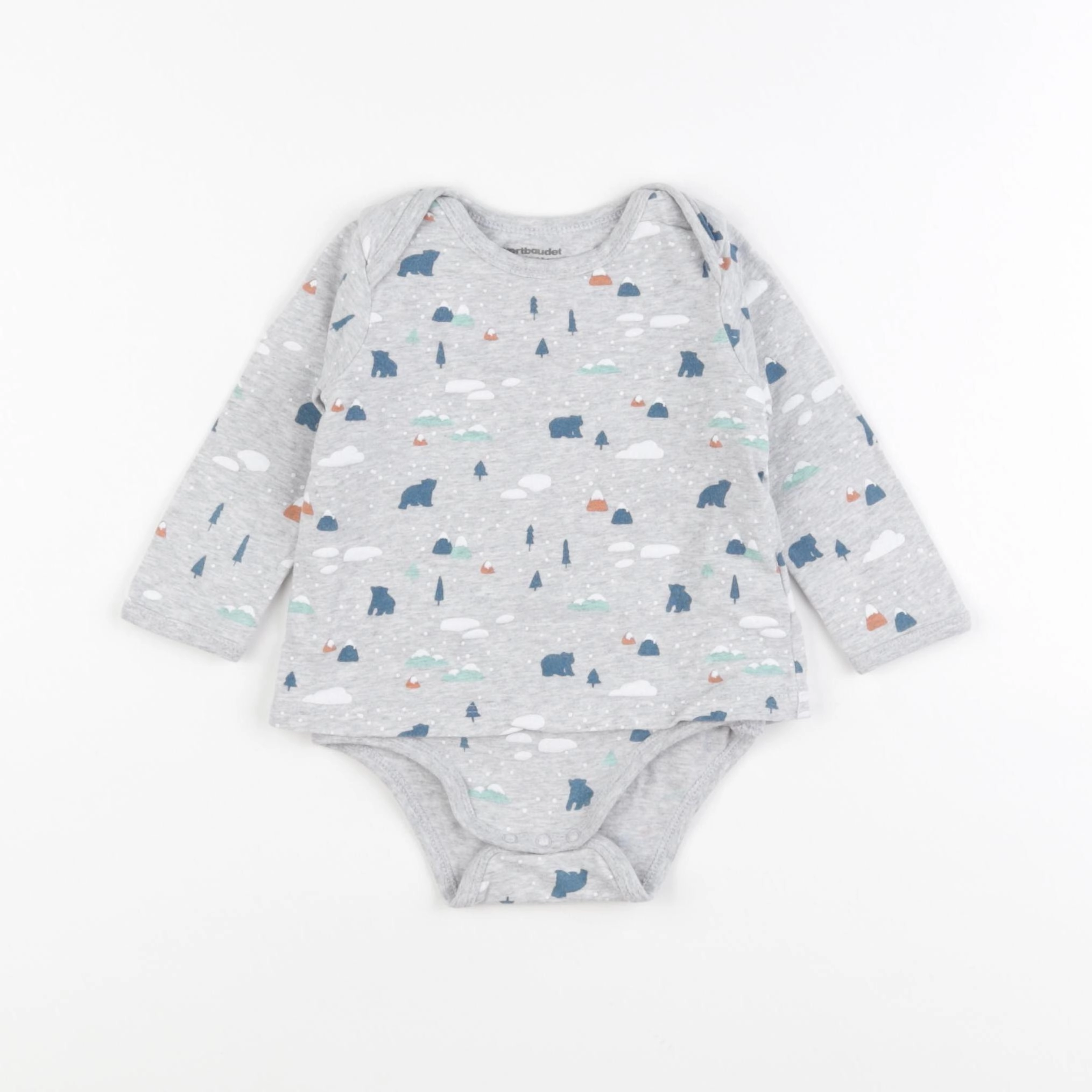 Vertbaudet - body tee-shirt gris - 6 mois