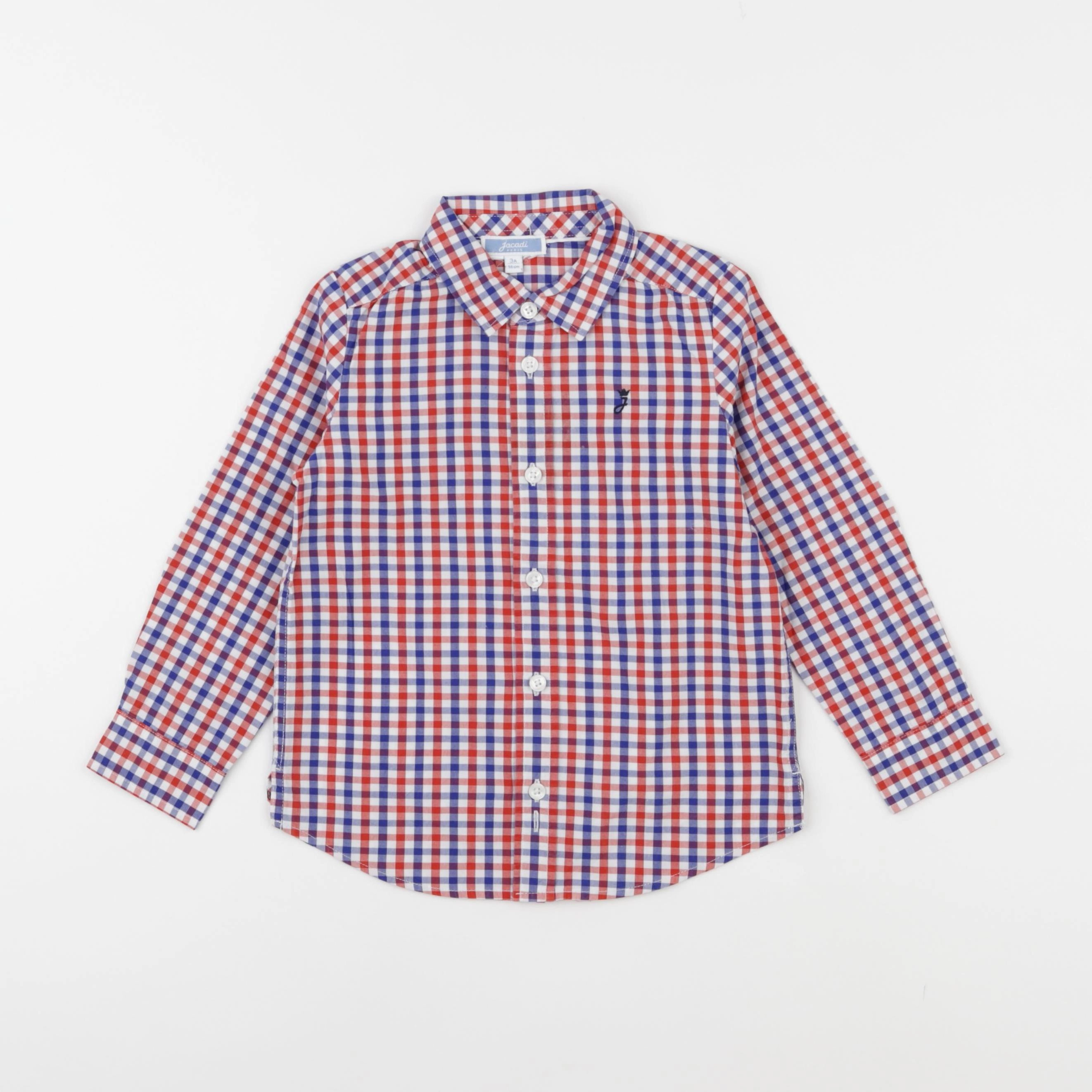 Jacadi - chemise blanc, bleu, rouge - 3 ans