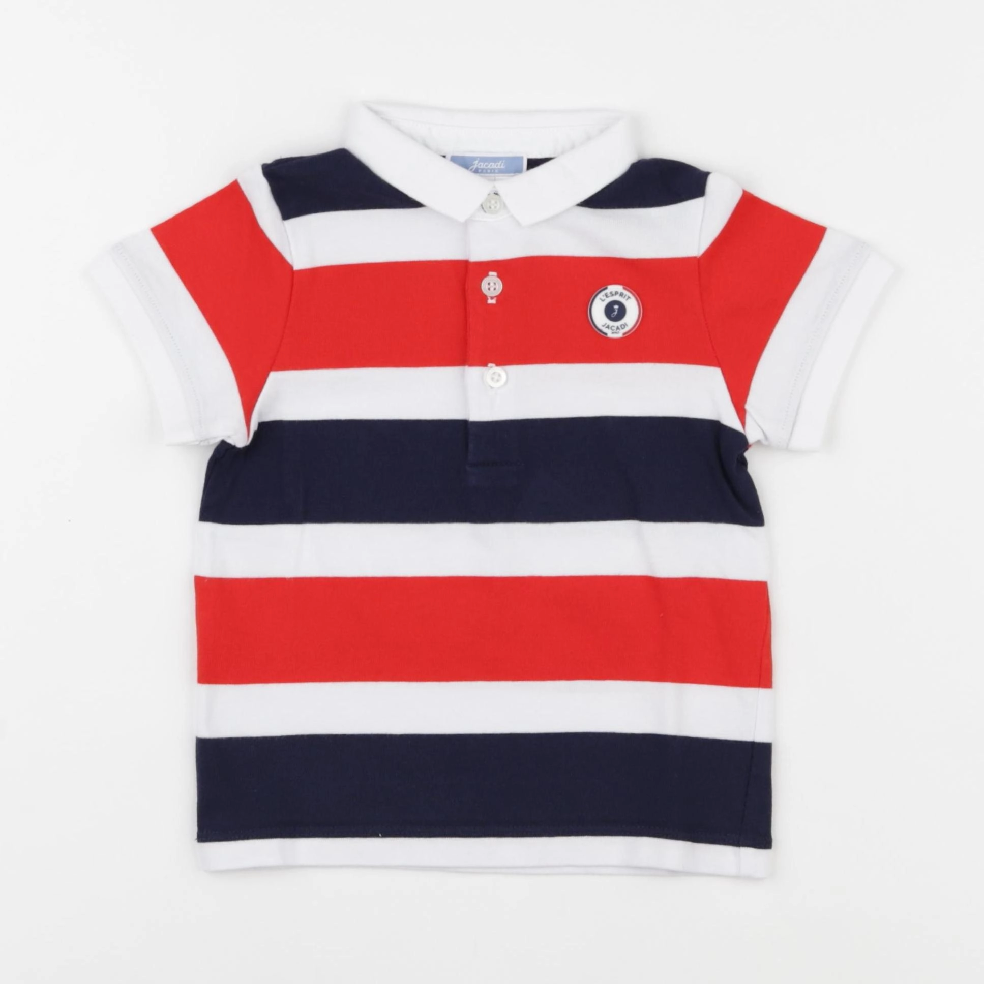 Jacadi - polo bleu, rouge, blanc - 36 mois