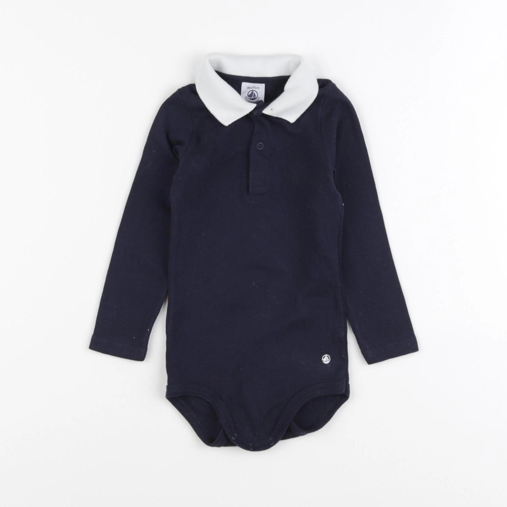 Petit Bateau - body à col bleu - 18 mois
