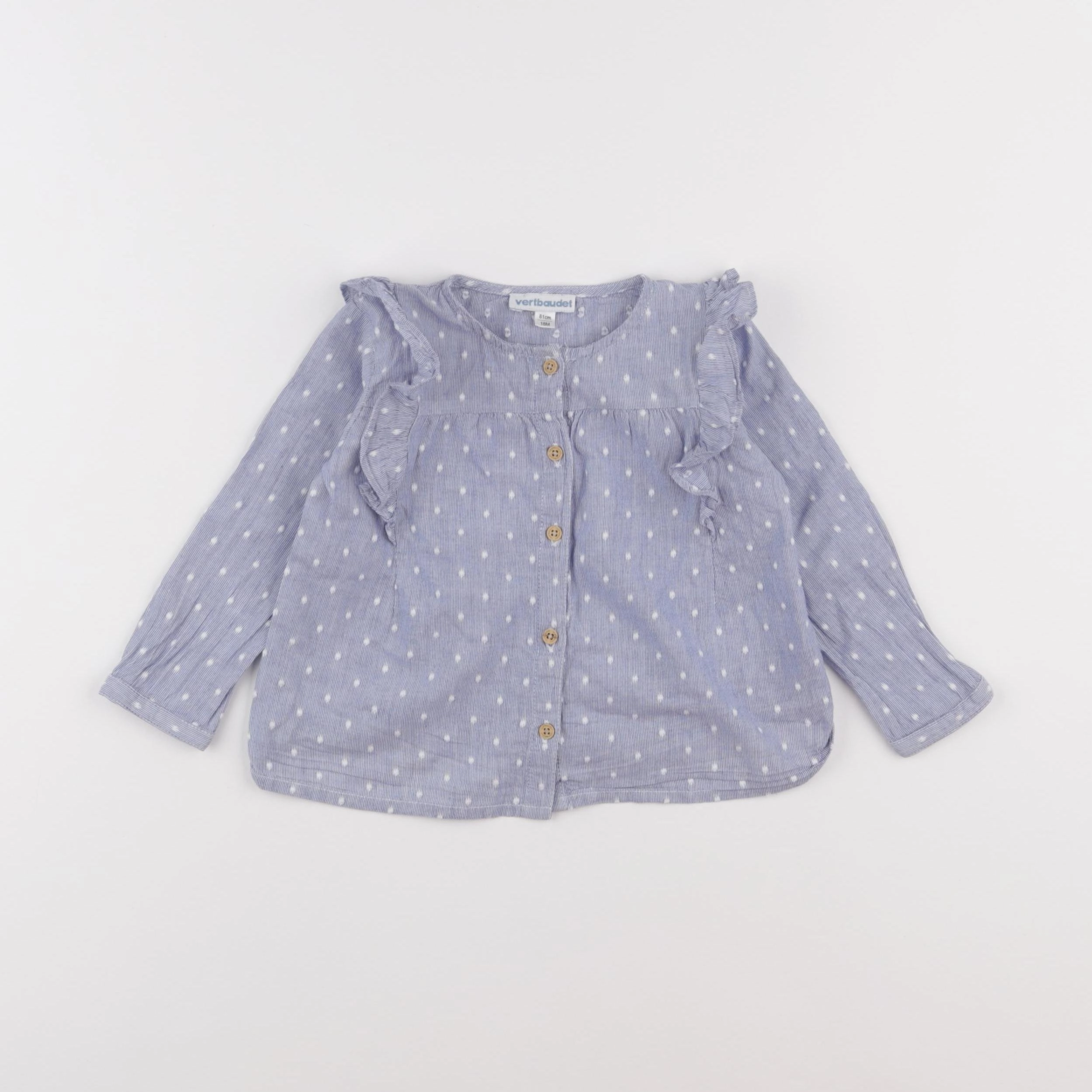 Vertbaudet - blouse bleu, blanc - 18 mois