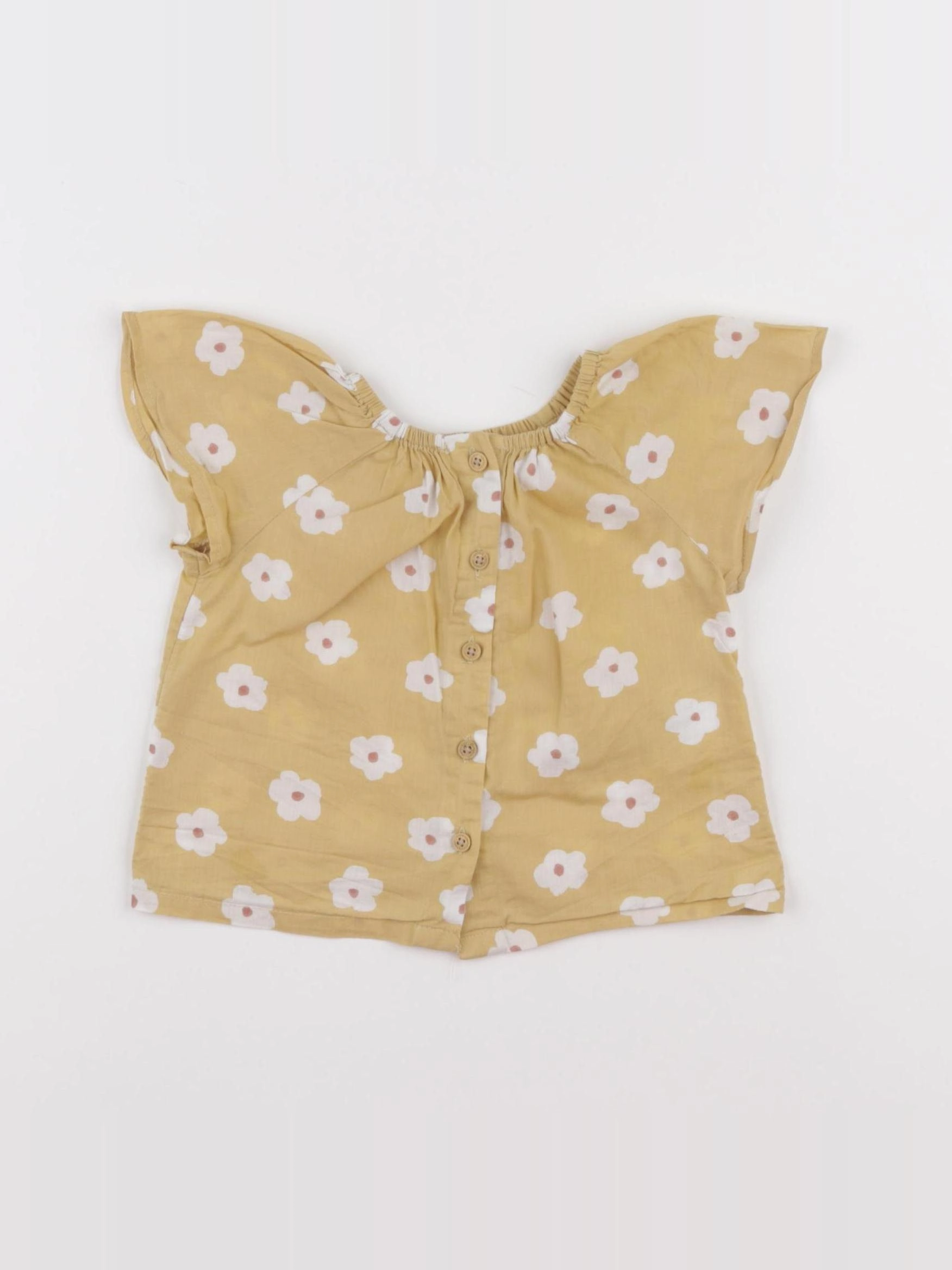Vertbaudet - blouse jaune, blanc - 9 mois