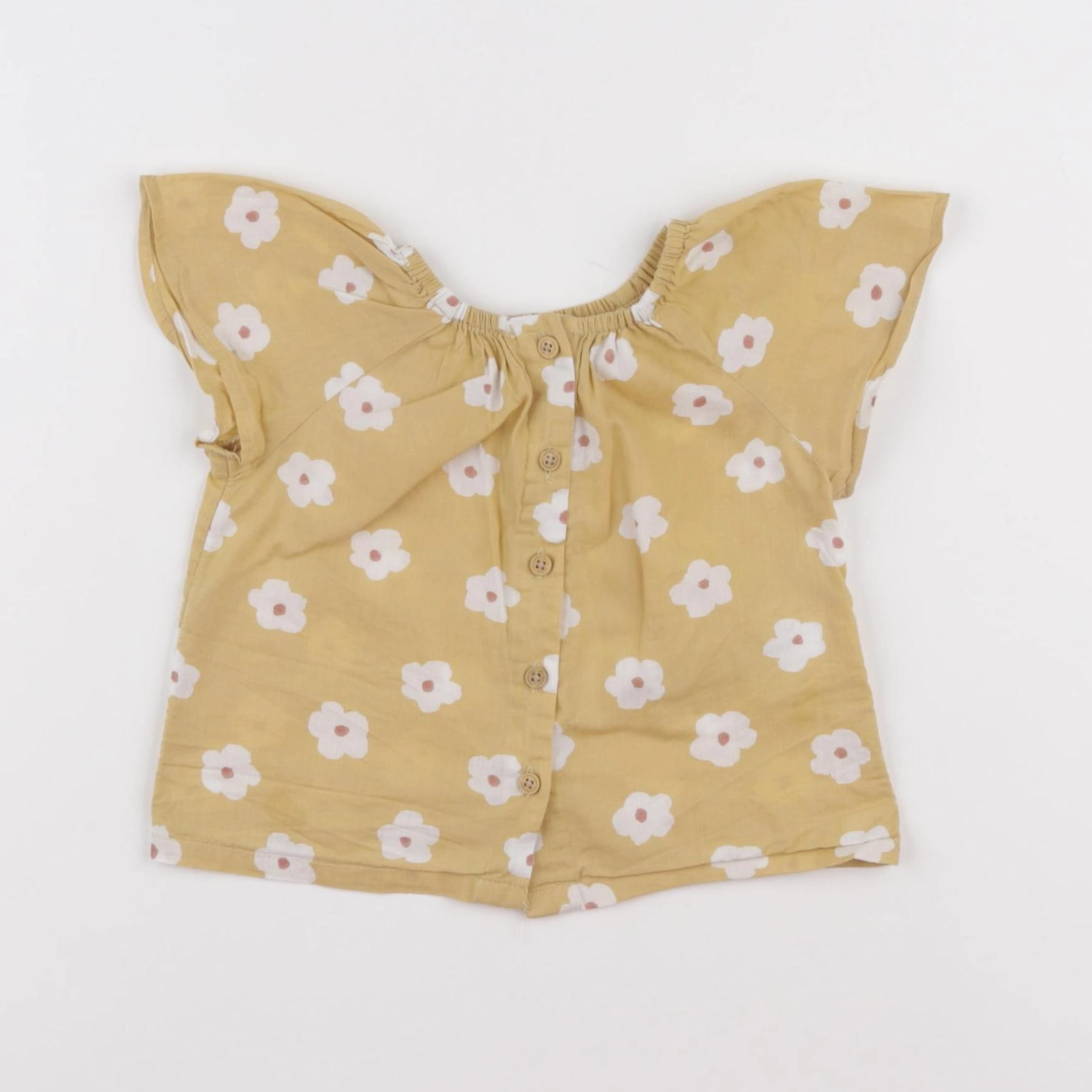 Vertbaudet - blouse jaune, blanc - 9 mois