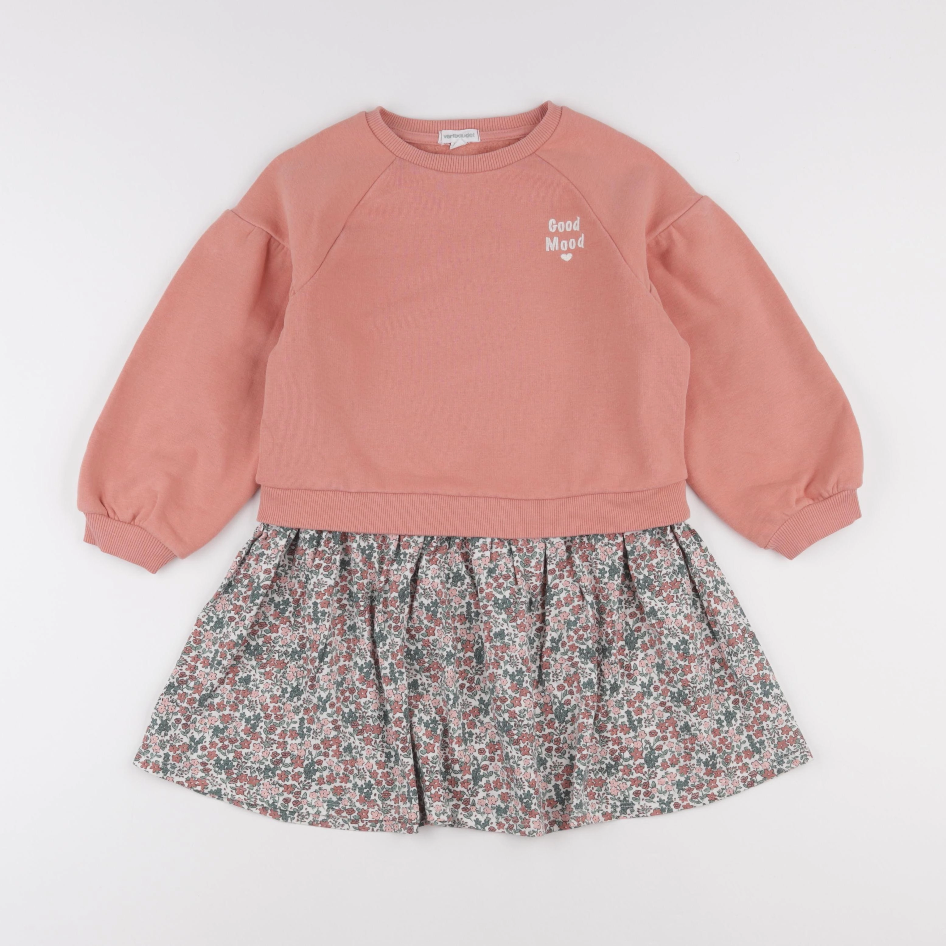 Vertbaudet - robe rose, vert - 6 ans