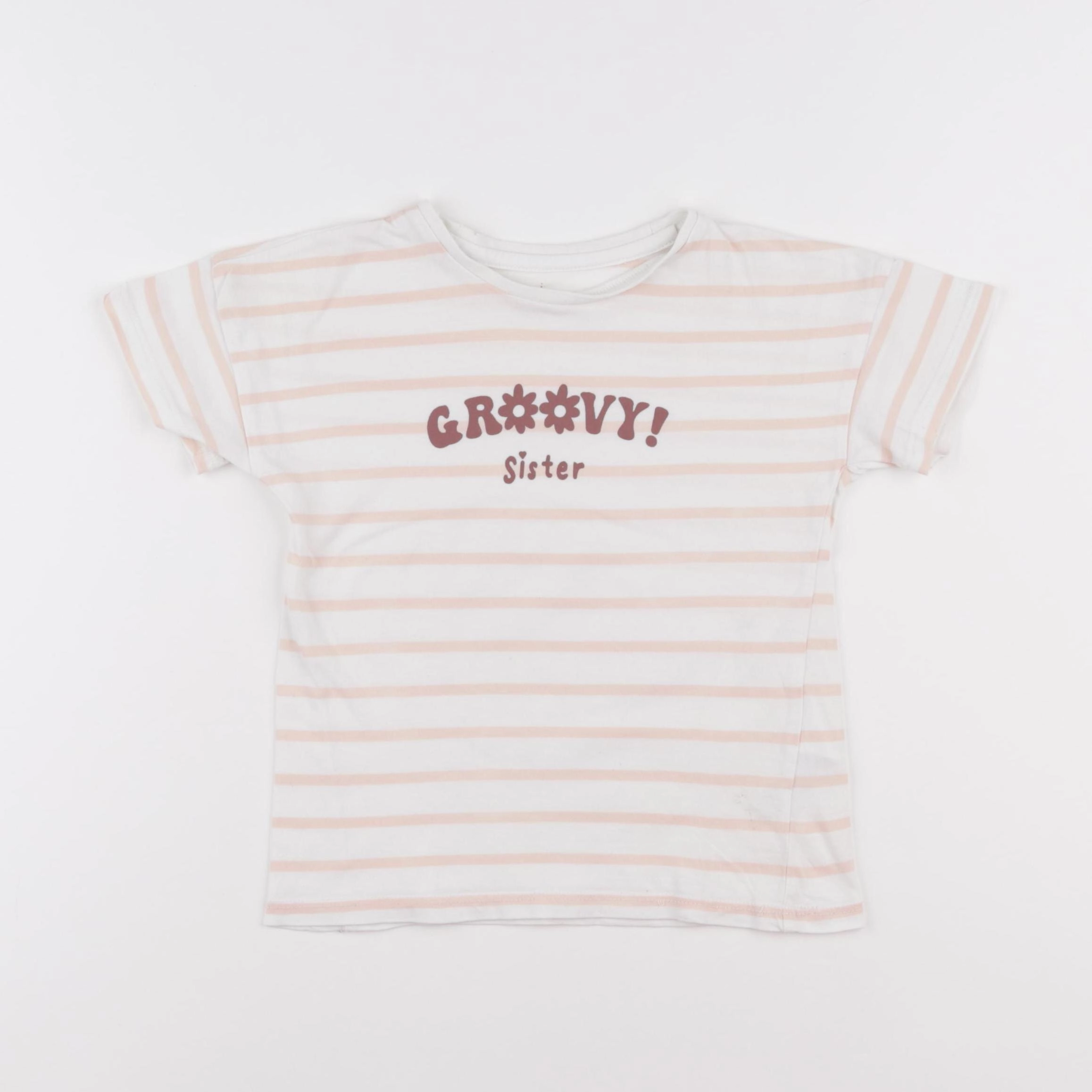 Vertbaudet - tee-shirt blanc, rose - 4 ans