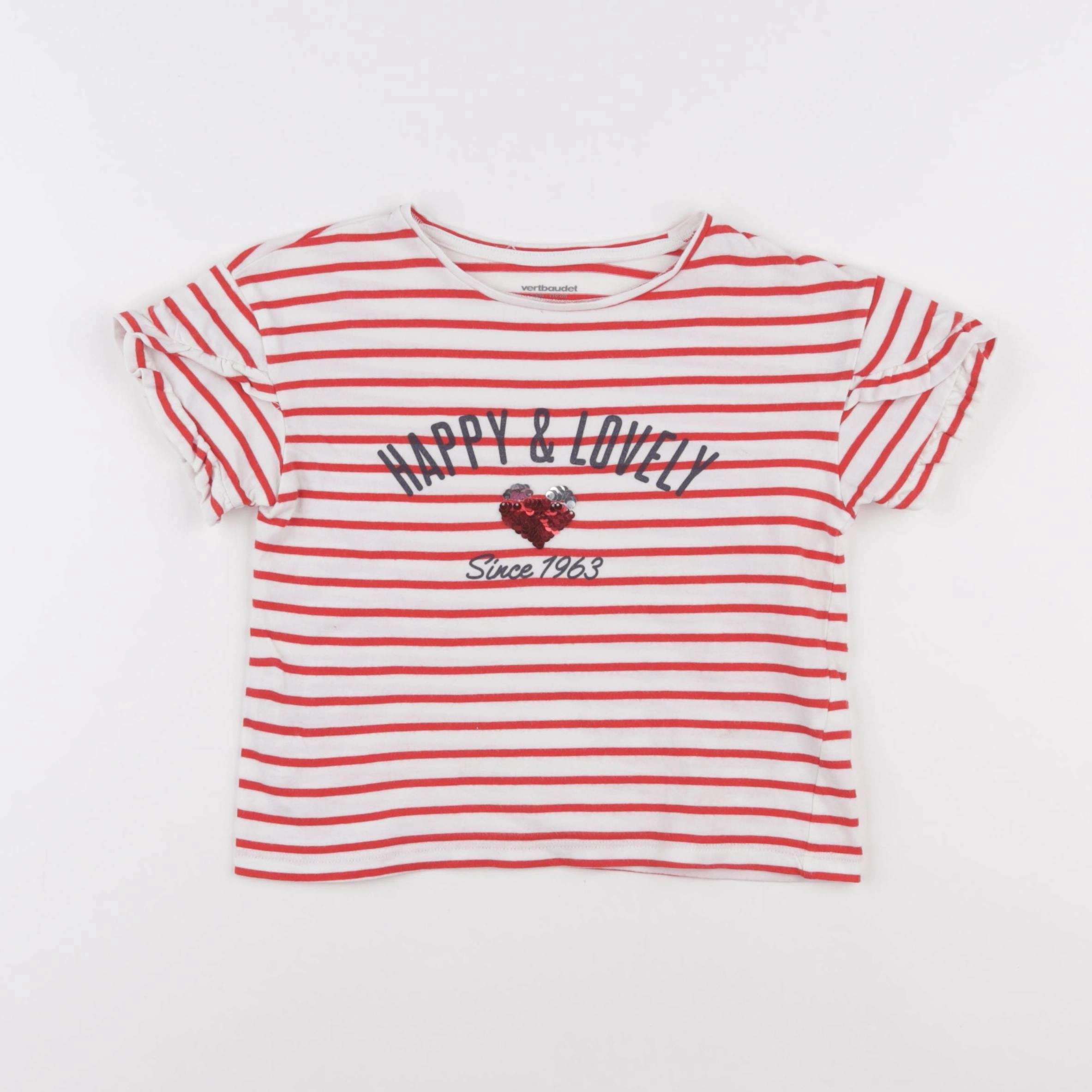 Vertbaudet - tee-shirt blanc, rouge - 5 ans