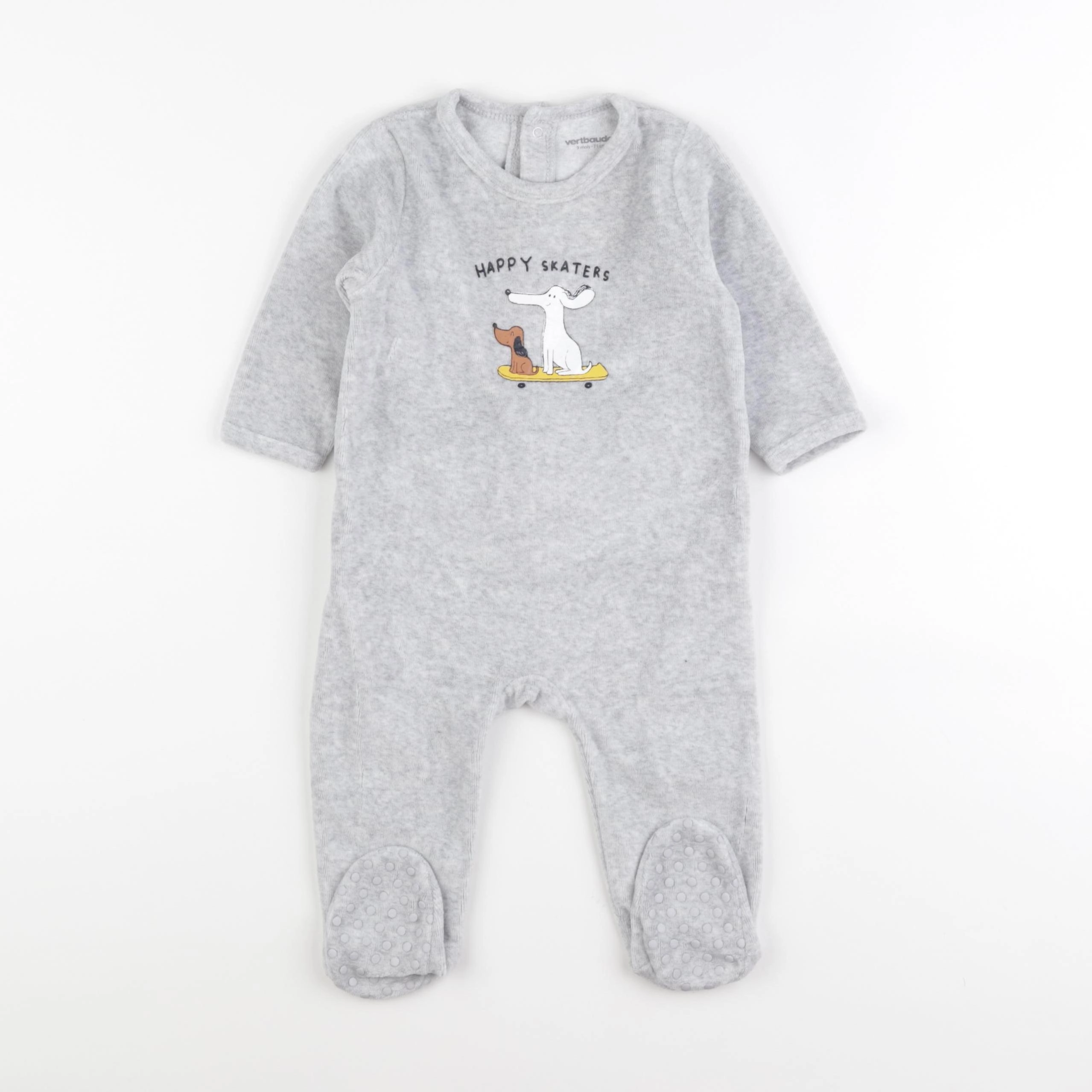 Vertbaudet - pyjama velours gris - 9 mois