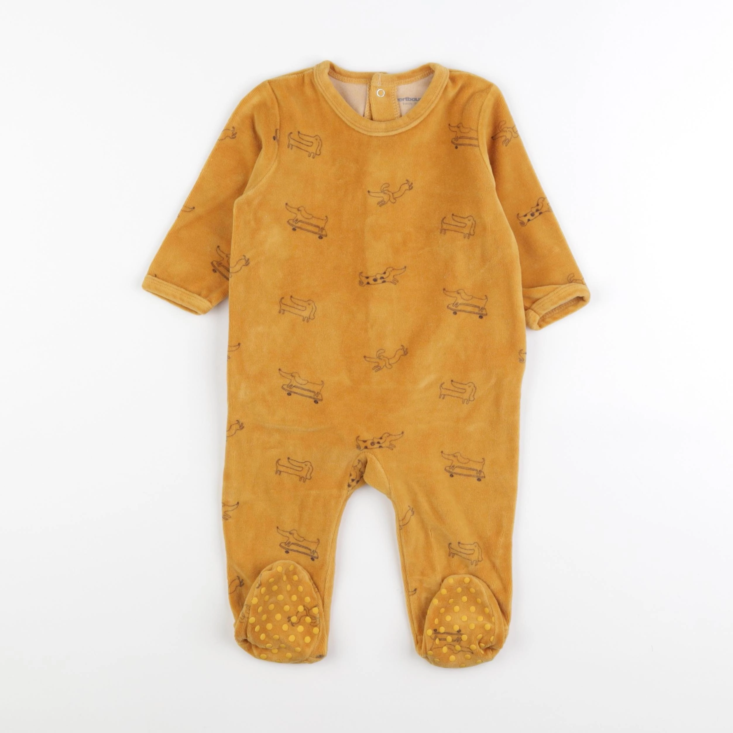 Vertbaudet - pyjama velours jaune - 9 mois