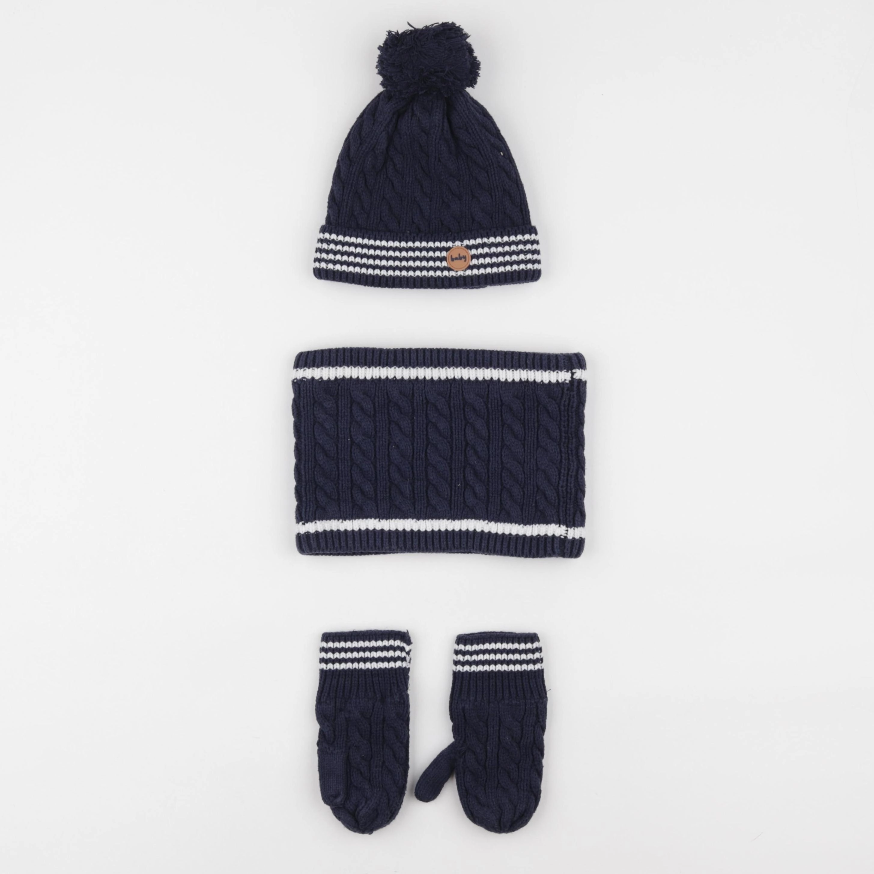 Vertbaudet - ensemble bonnet/moufles/tour de cou bleu - 24/36 mois