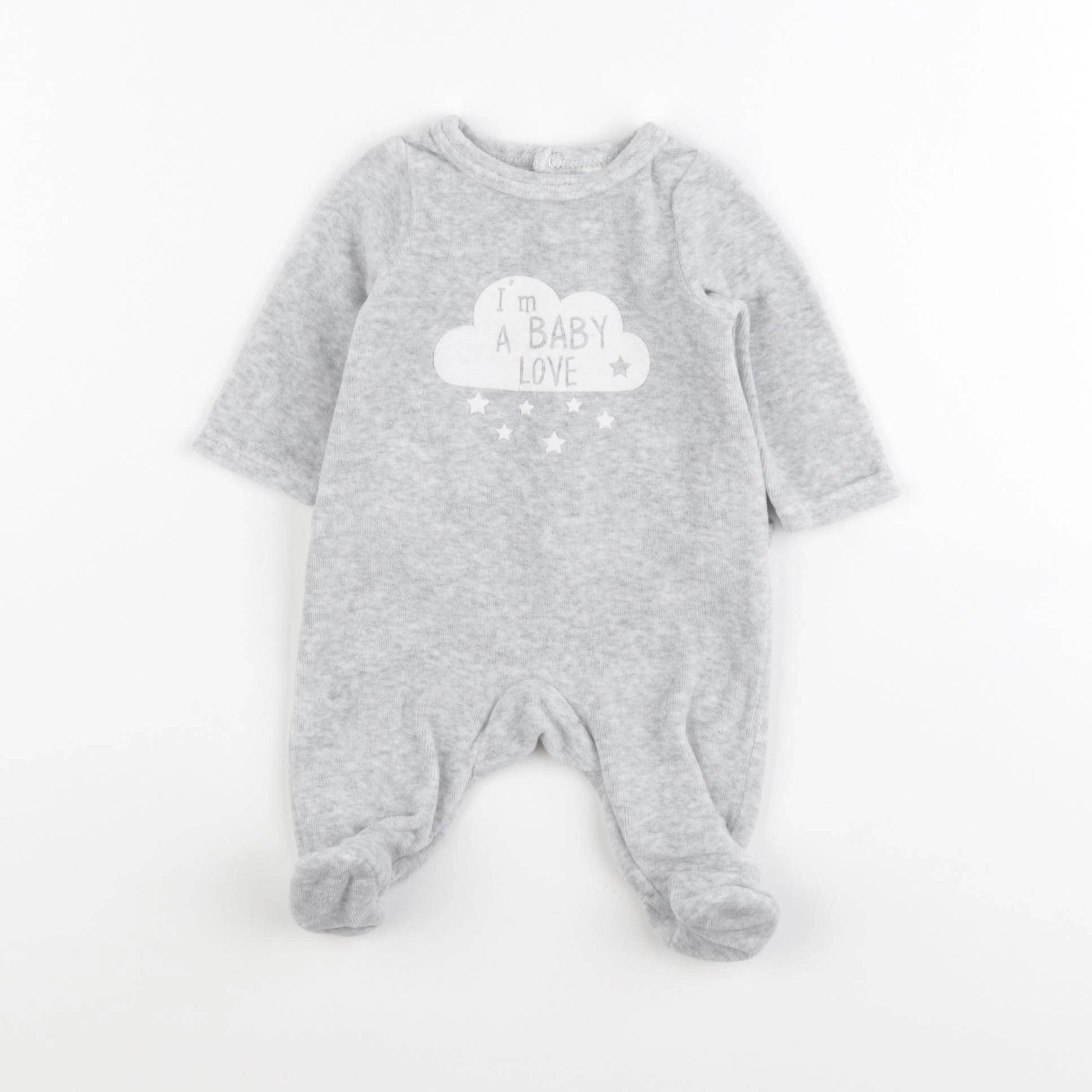 Tape à l'oeil - pyjama velours gris - 0 mois