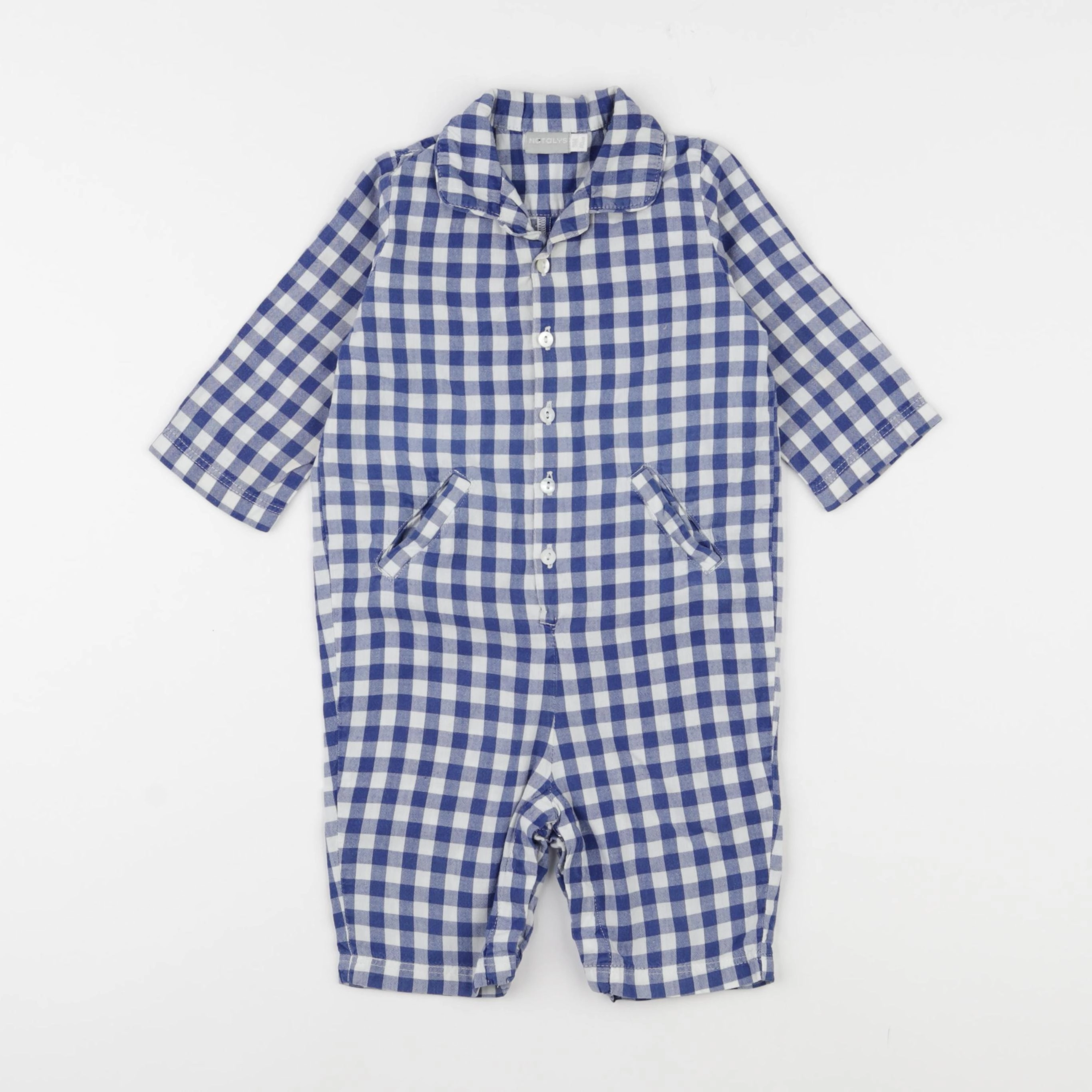 Natalys - pyjama coton bleu, blanc - 9 mois