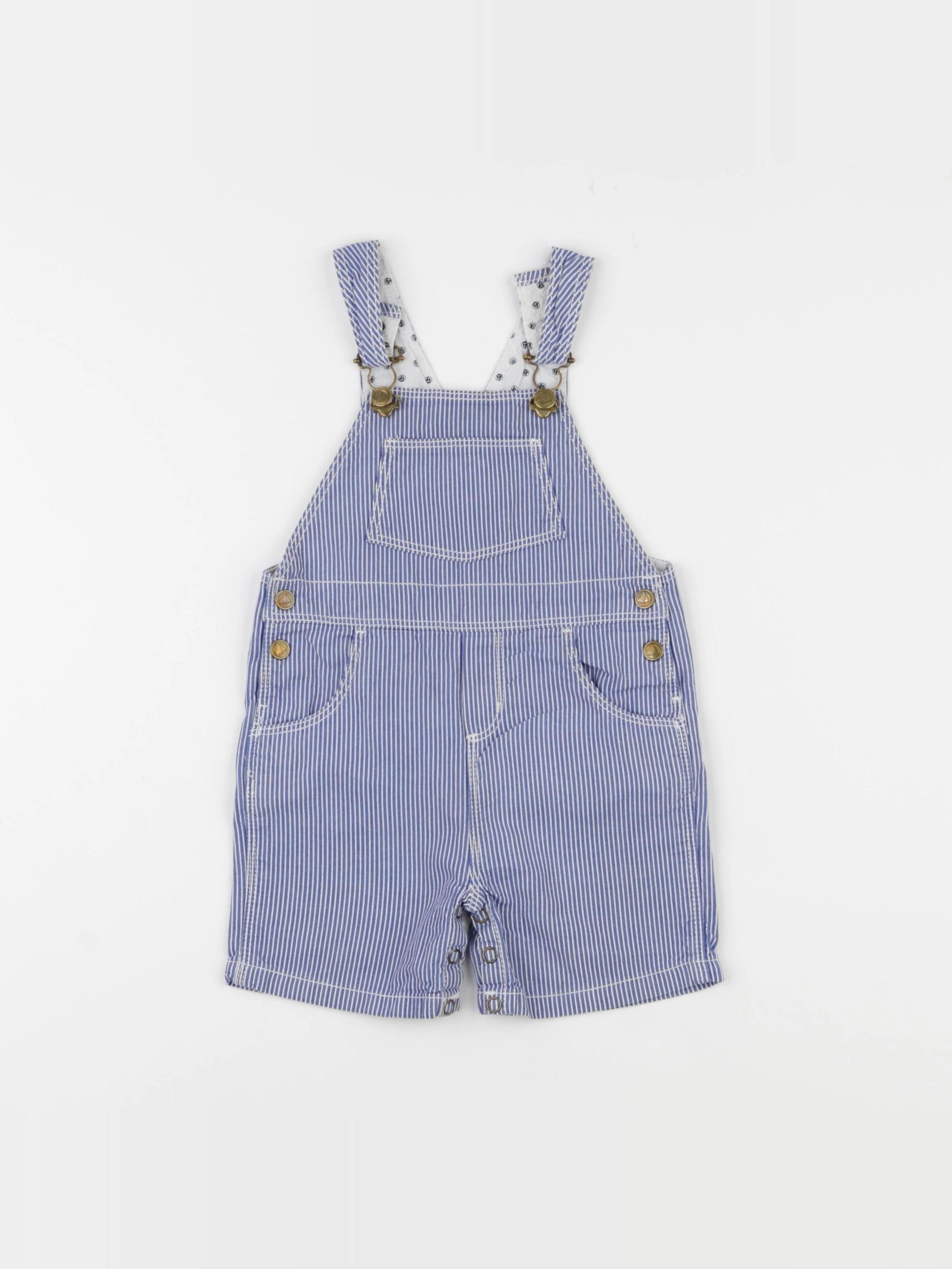Petit Bateau - salopette bleu, blanc - 12 mois