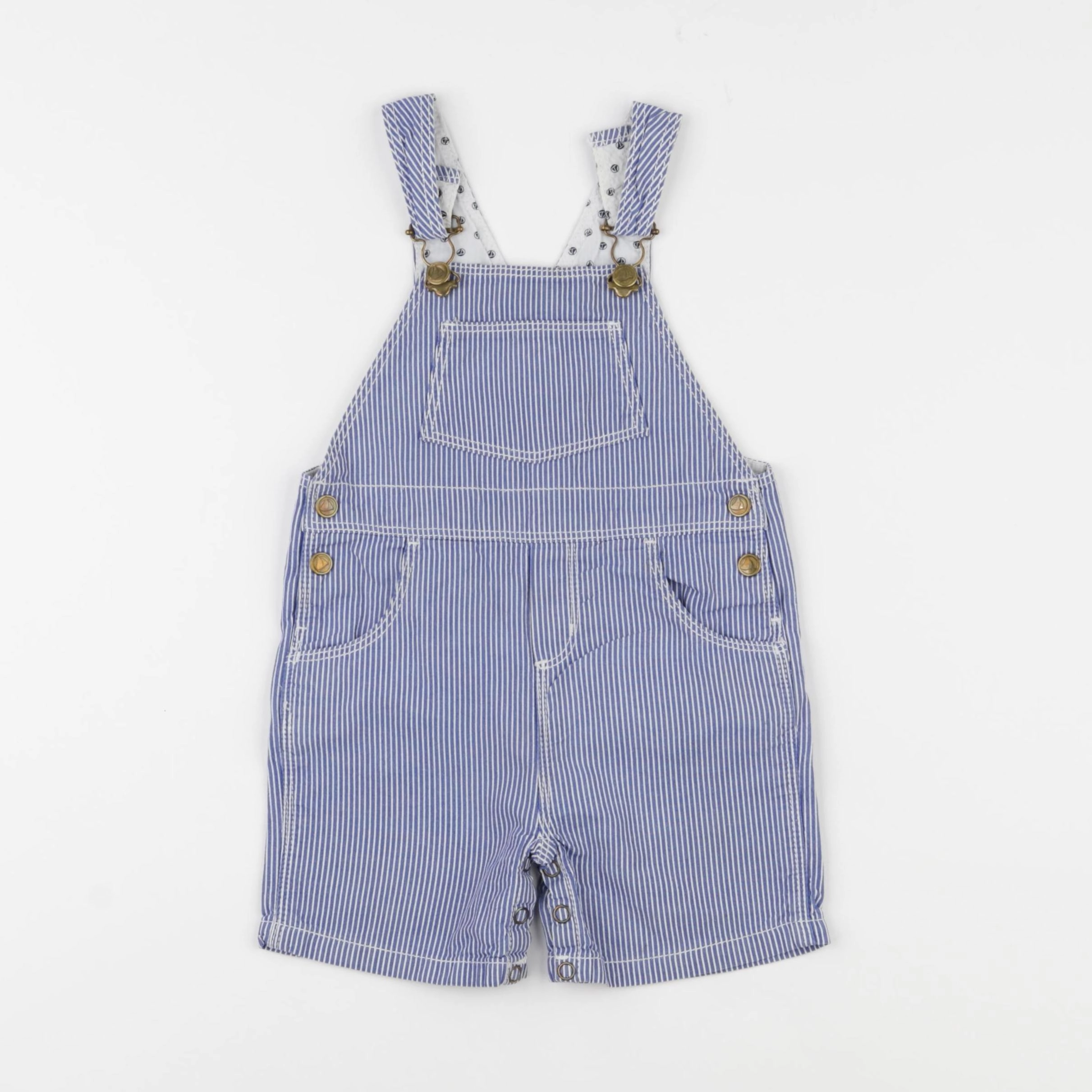 Petit Bateau - salopette bleu, blanc - 12 mois
