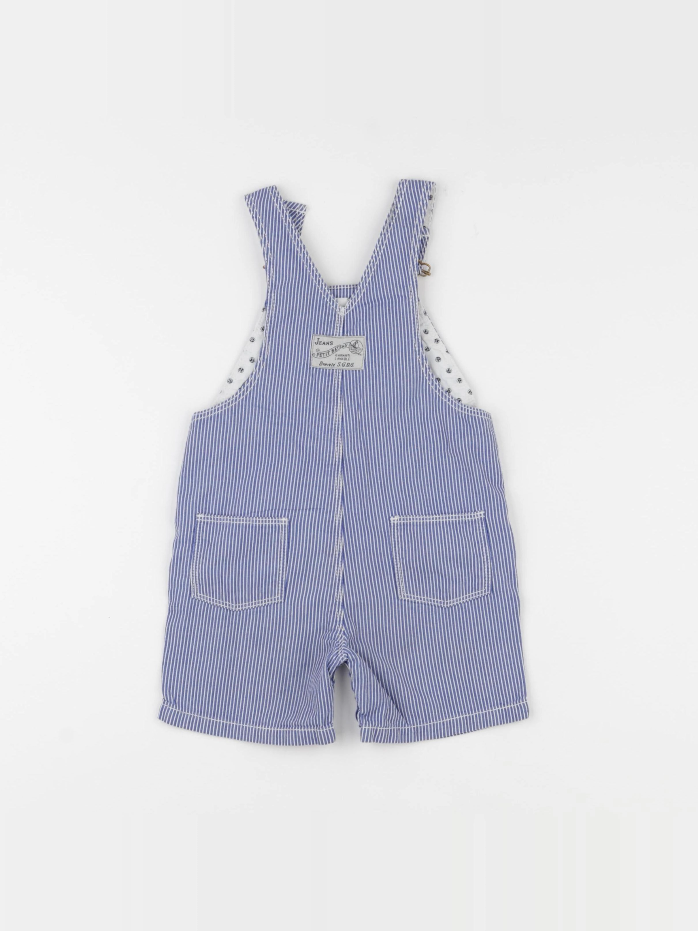 Petit Bateau - salopette bleu, blanc - 12 mois