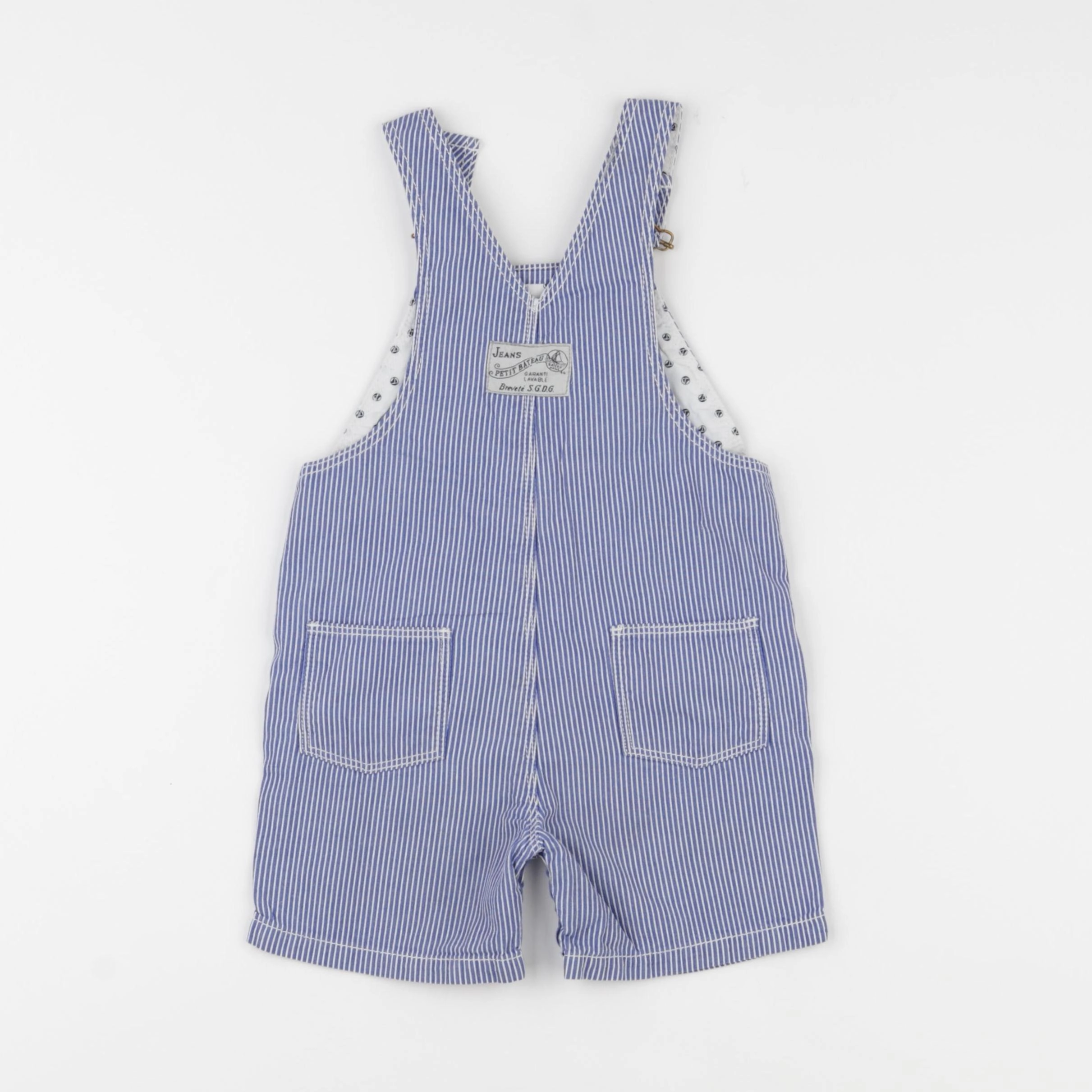 Petit Bateau - salopette bleu, blanc - 12 mois