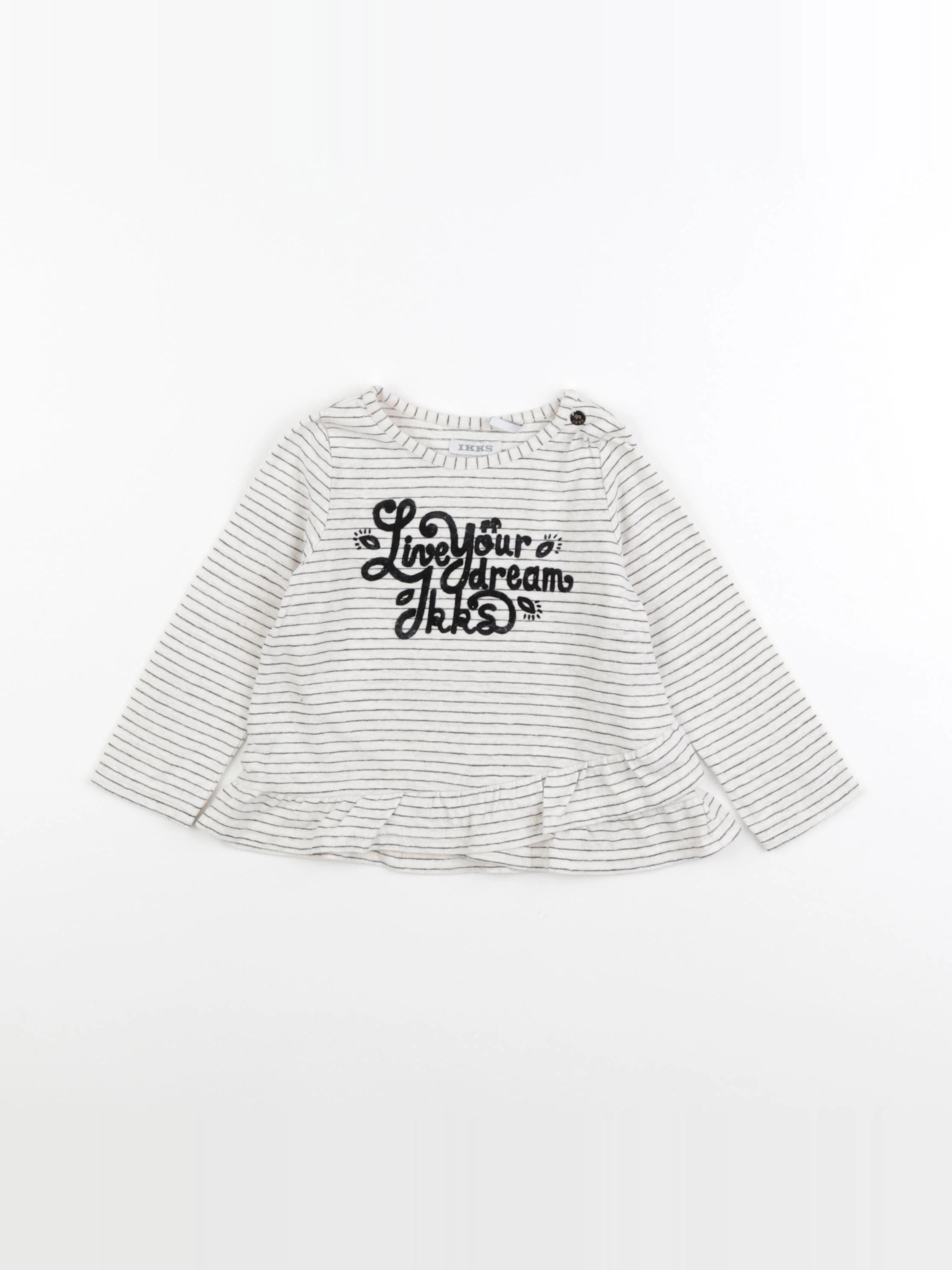 IKKS - tee-shirt beige, noir - 18 mois