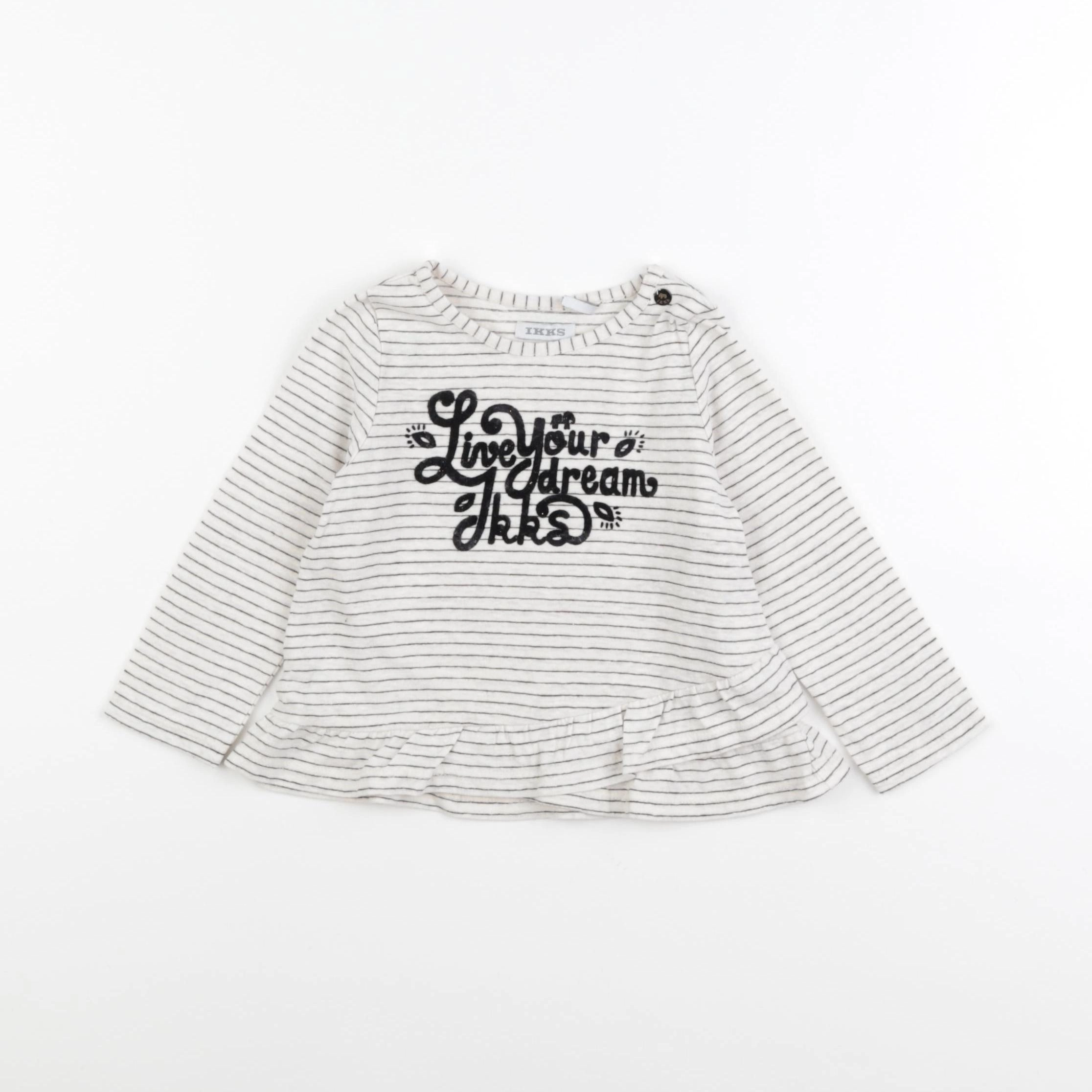 IKKS - tee-shirt beige, noir - 18 mois