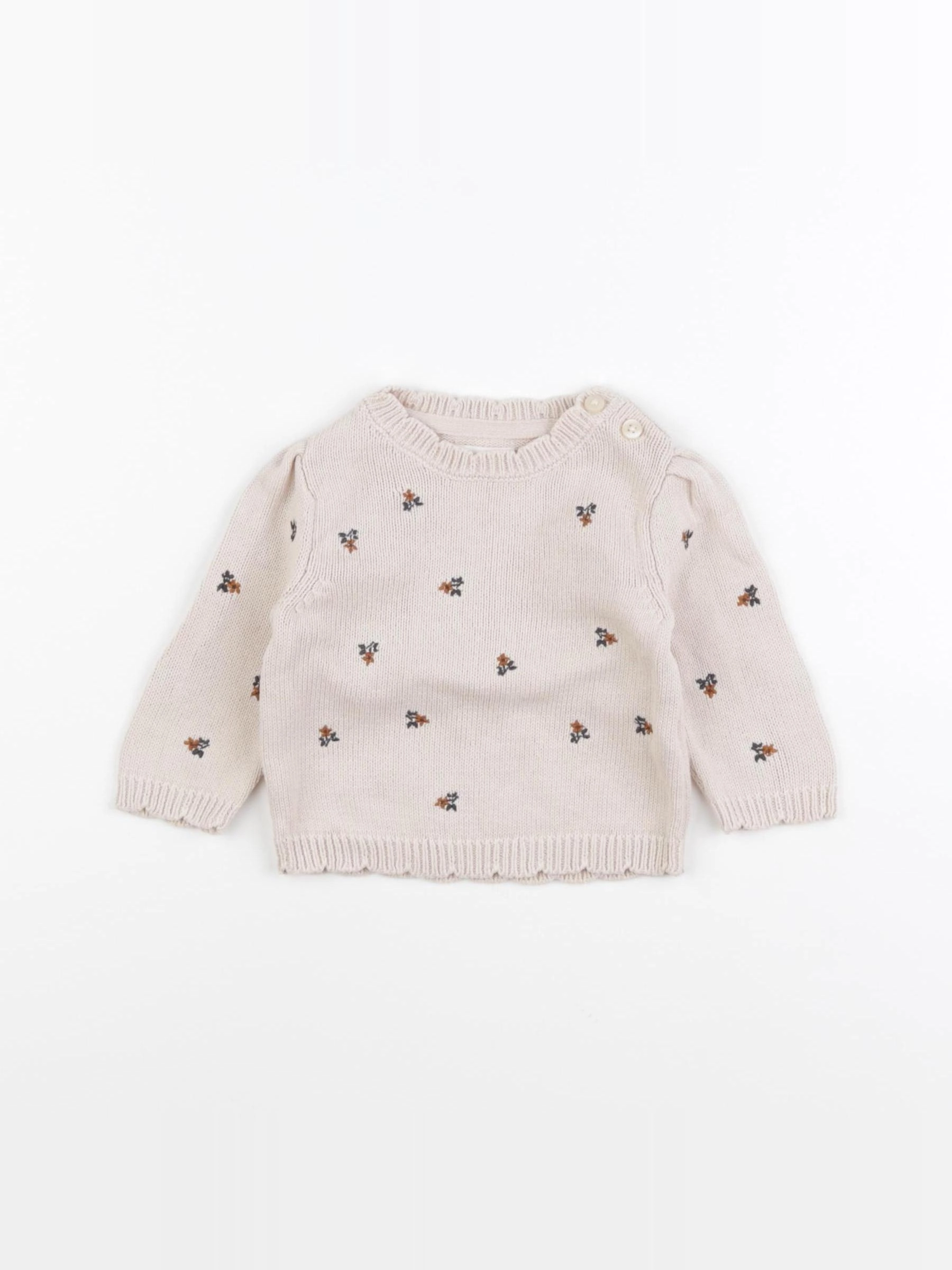 Vertbaudet - pull beige - 3 mois