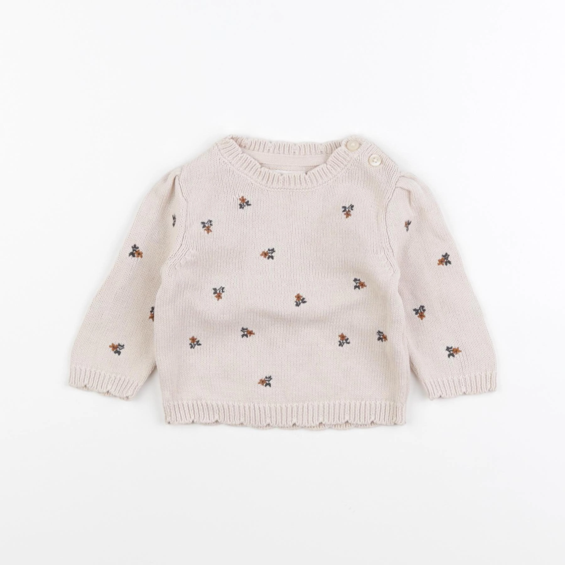 Vertbaudet - pull beige - 3 mois