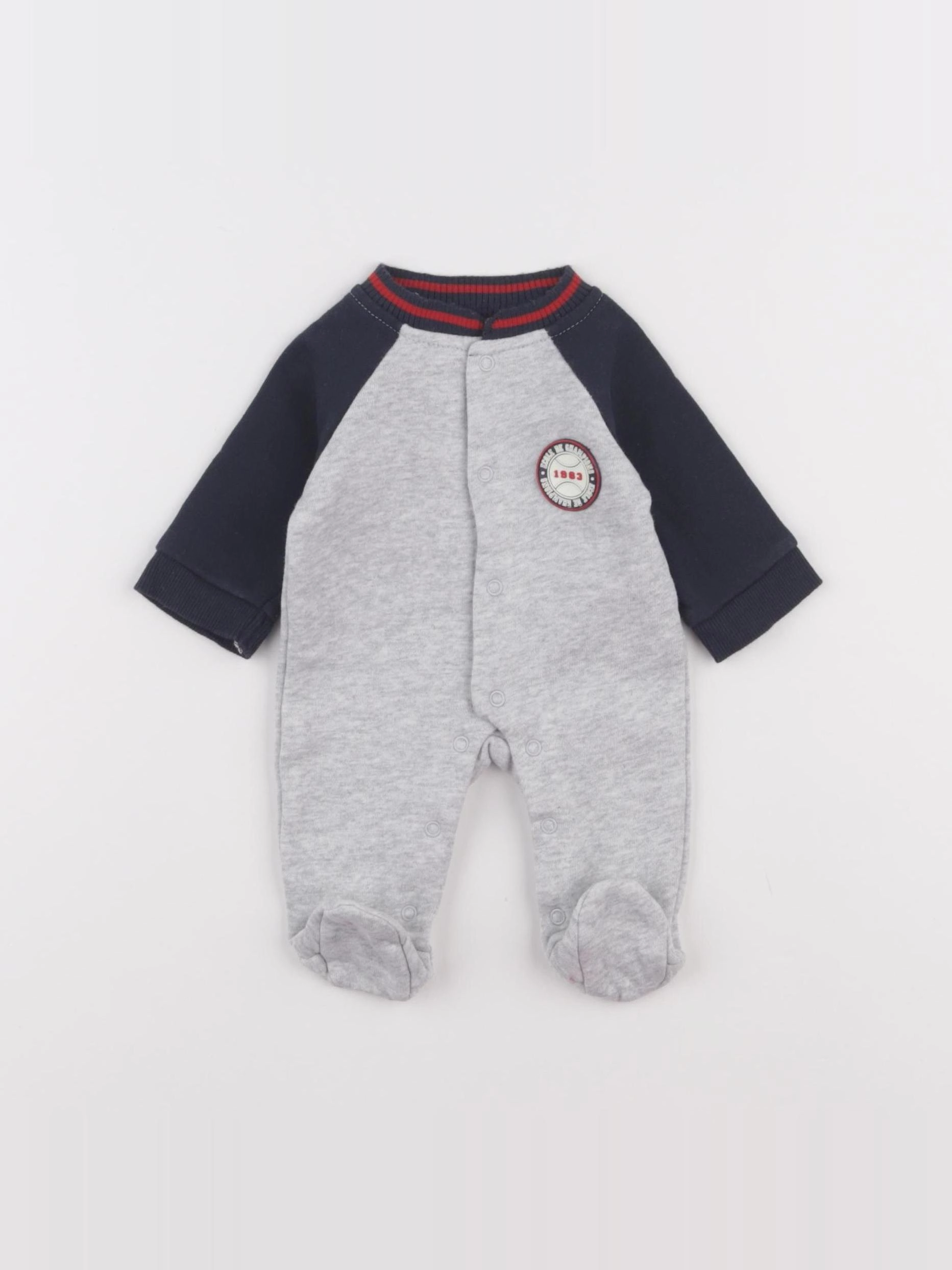 Vertbaudet - pyjama coton bleu, gris - 0 mois