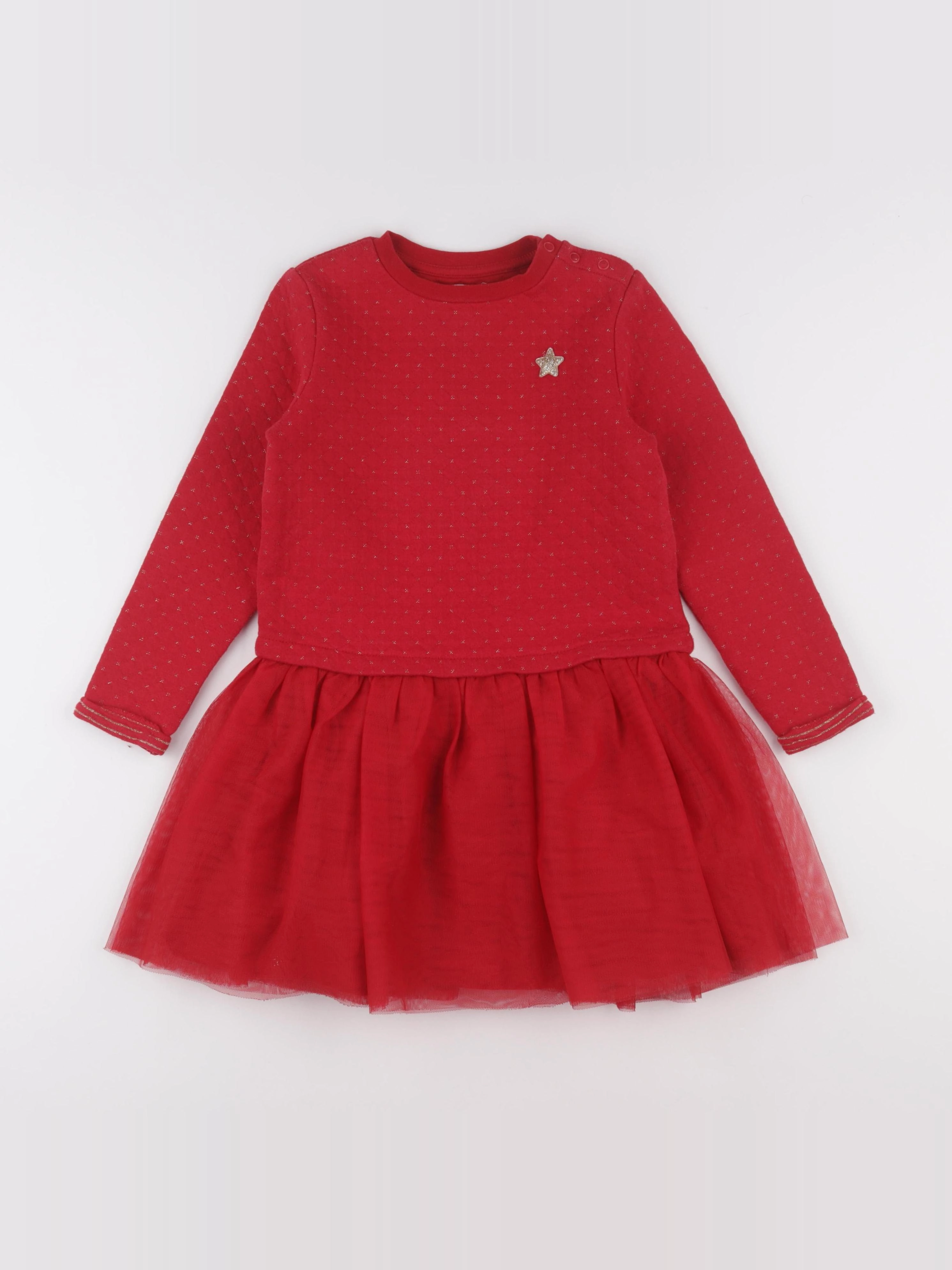 Vertbaudet - robe rouge, or - 7 ans
