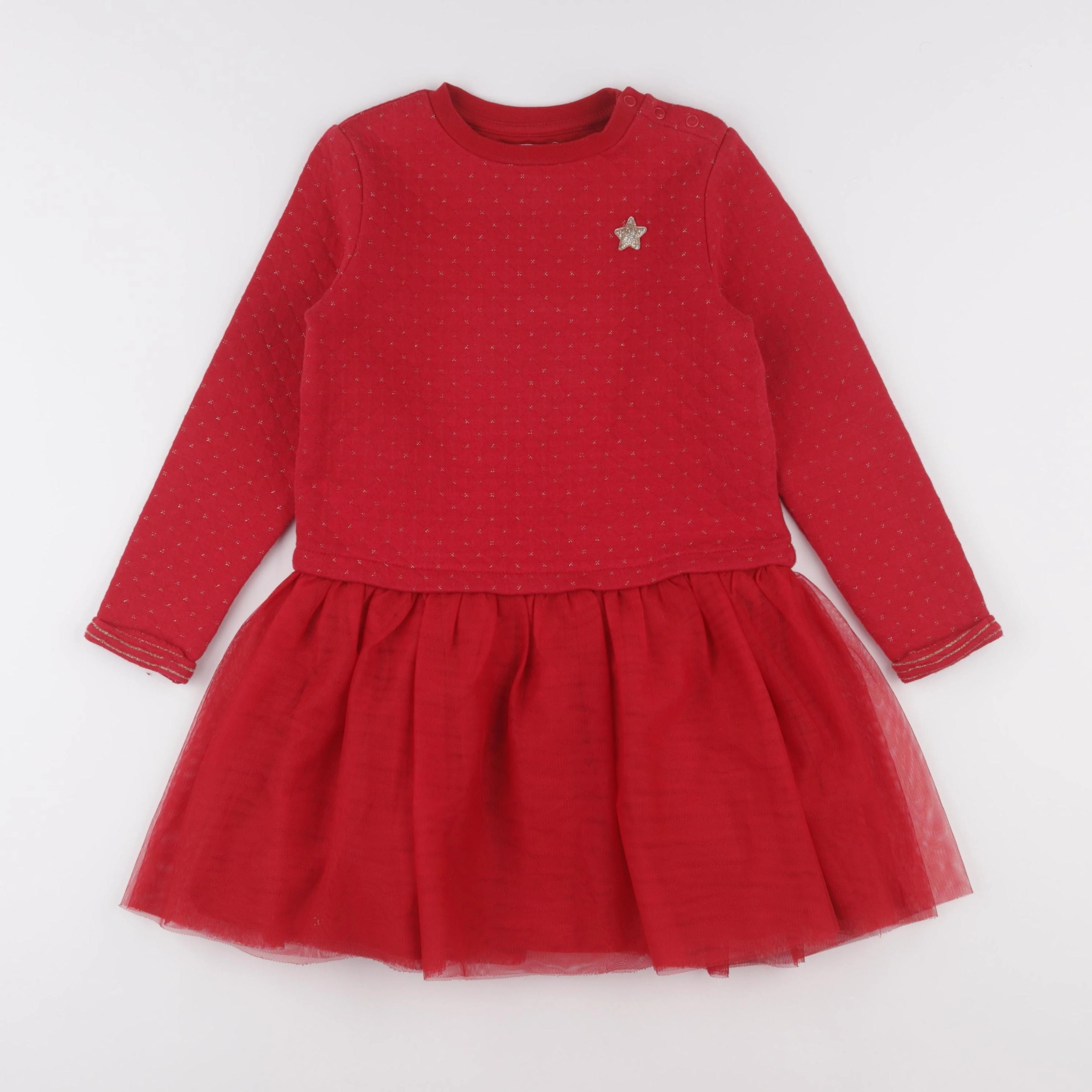 Vertbaudet - robe rouge, or - 7 ans