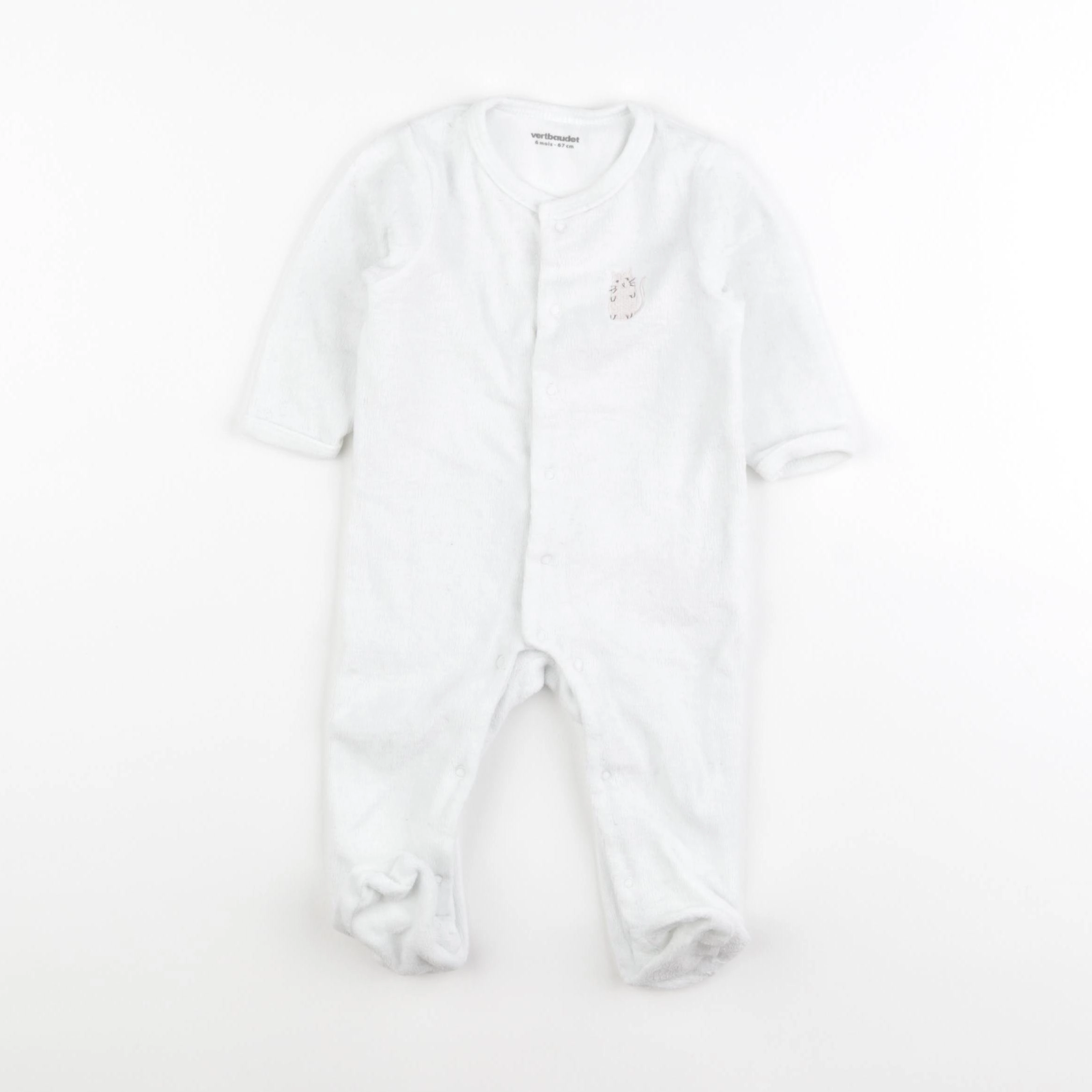 Vertbaudet - pyjama velours blanc - 6 mois