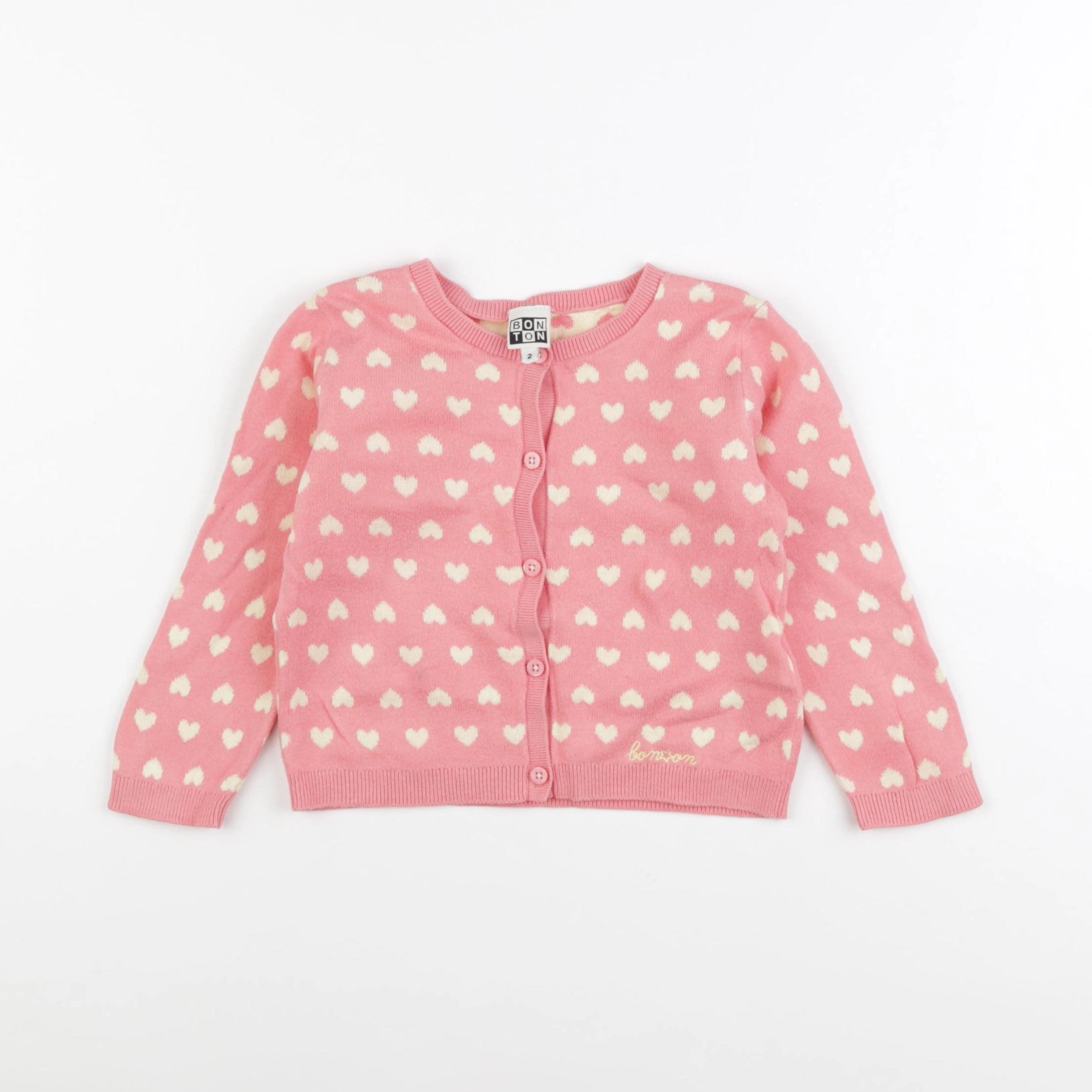 Bonton - gilet rose - 2 ans