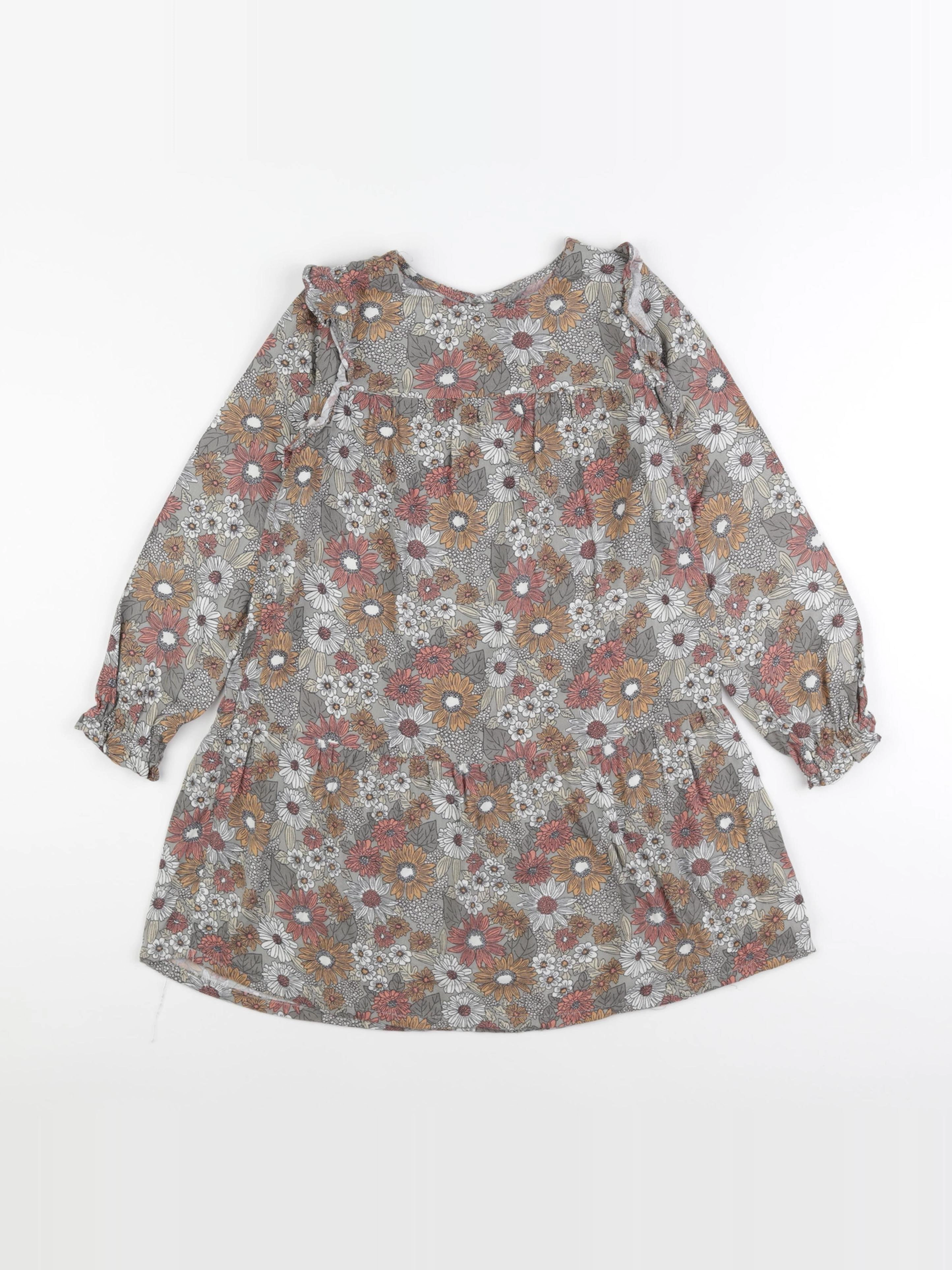 Vertbaudet - robe vert, marron - 7 ans