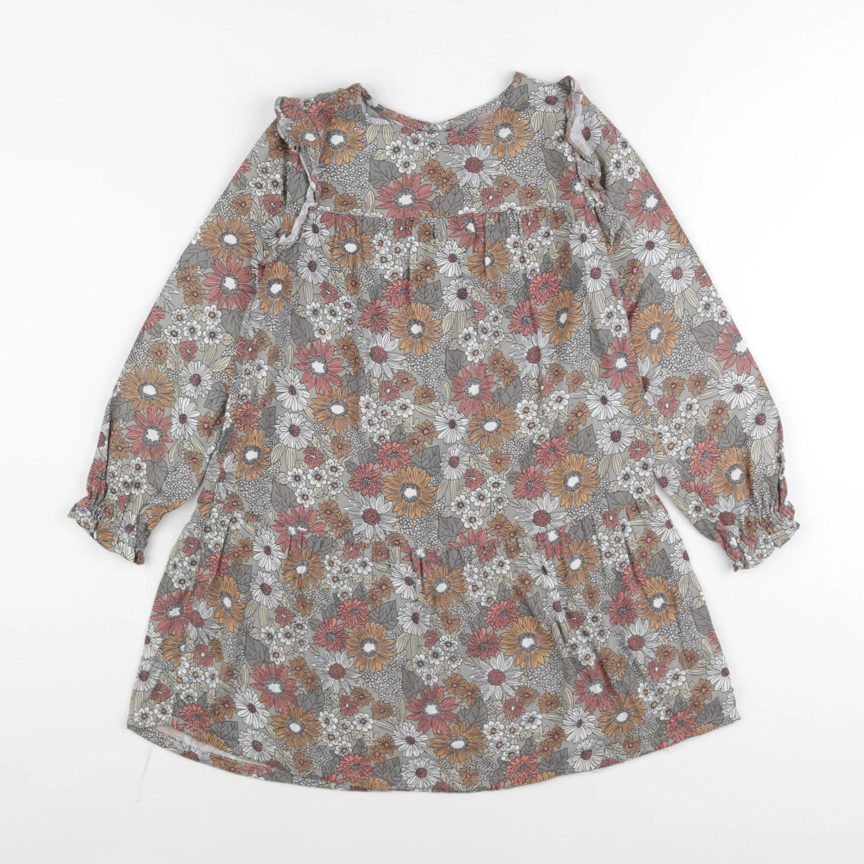 Vertbaudet - robe vert, marron - 7 ans