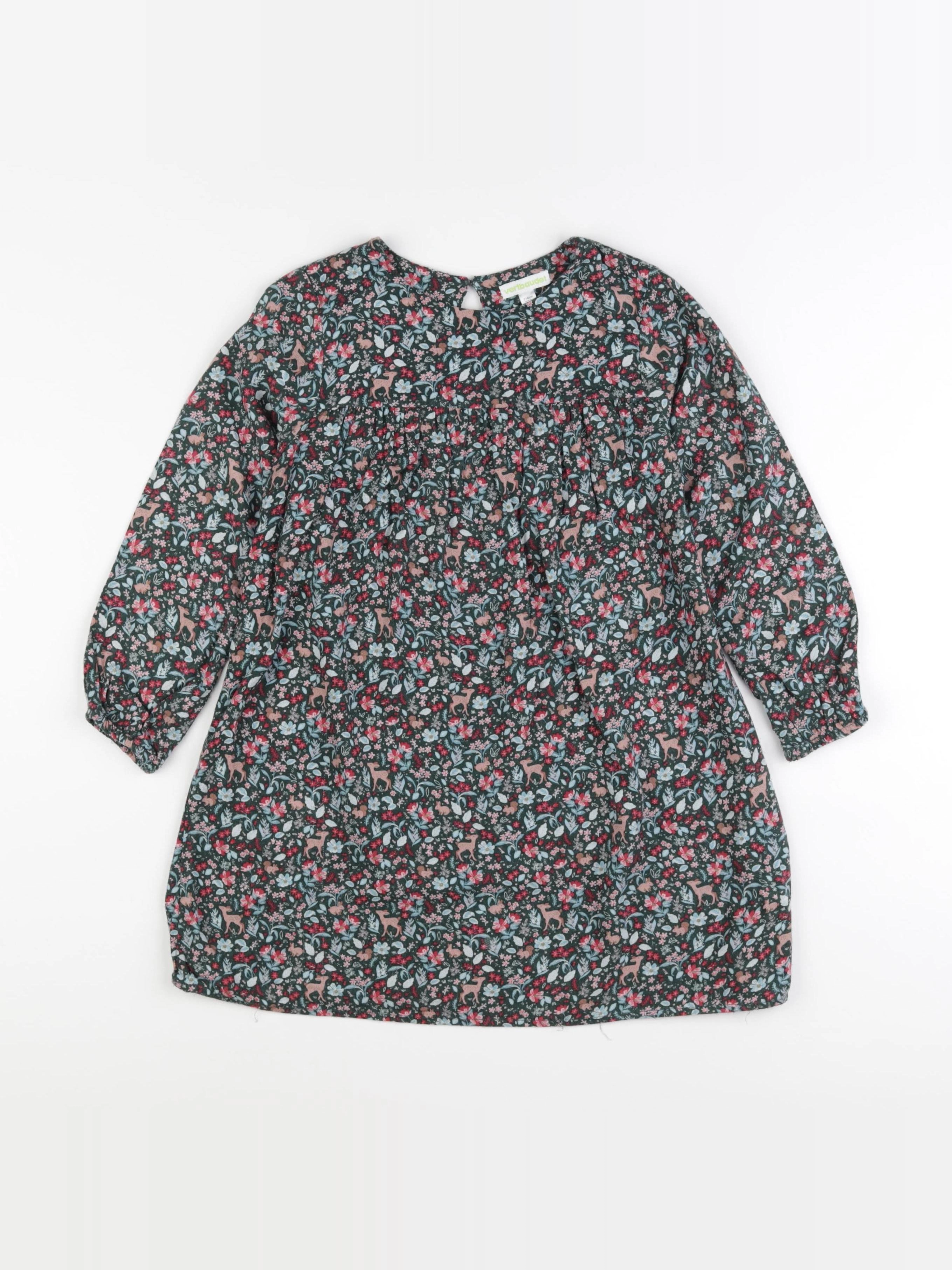 Vertbaudet - robe vert, rose - 7 ans