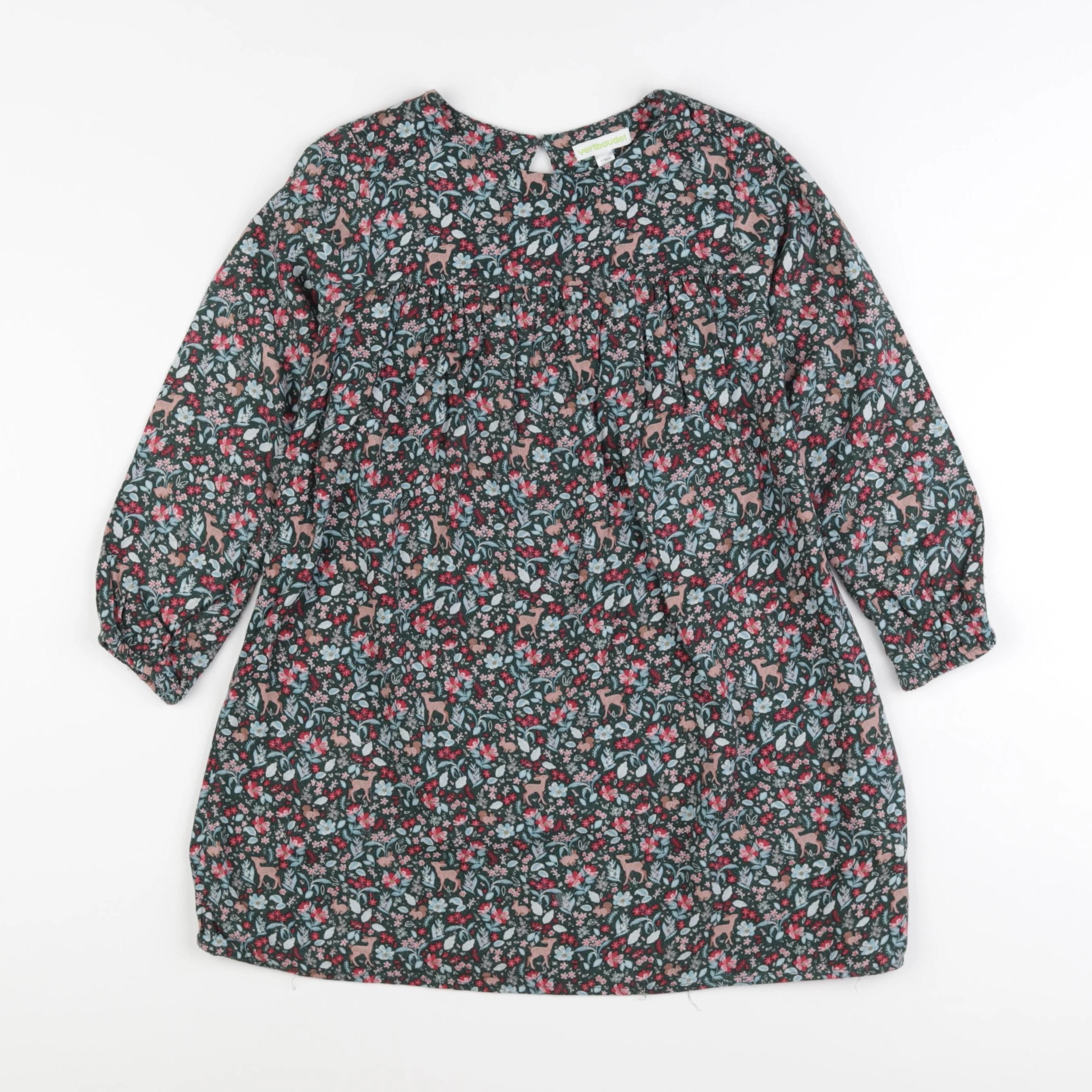 Vertbaudet - robe vert, rose - 7 ans