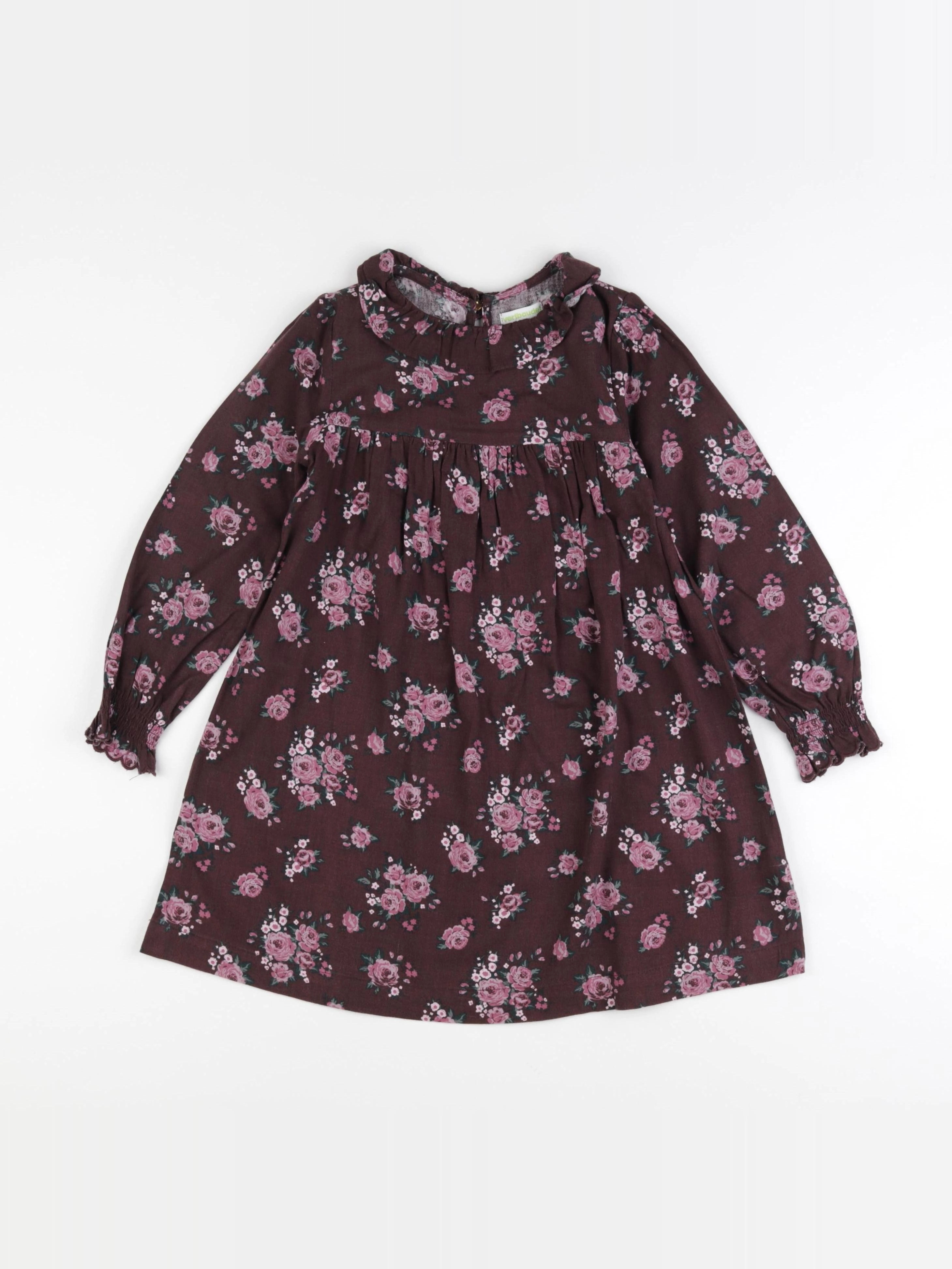 Vertbaudet - robe marron, rose - 7 ans
